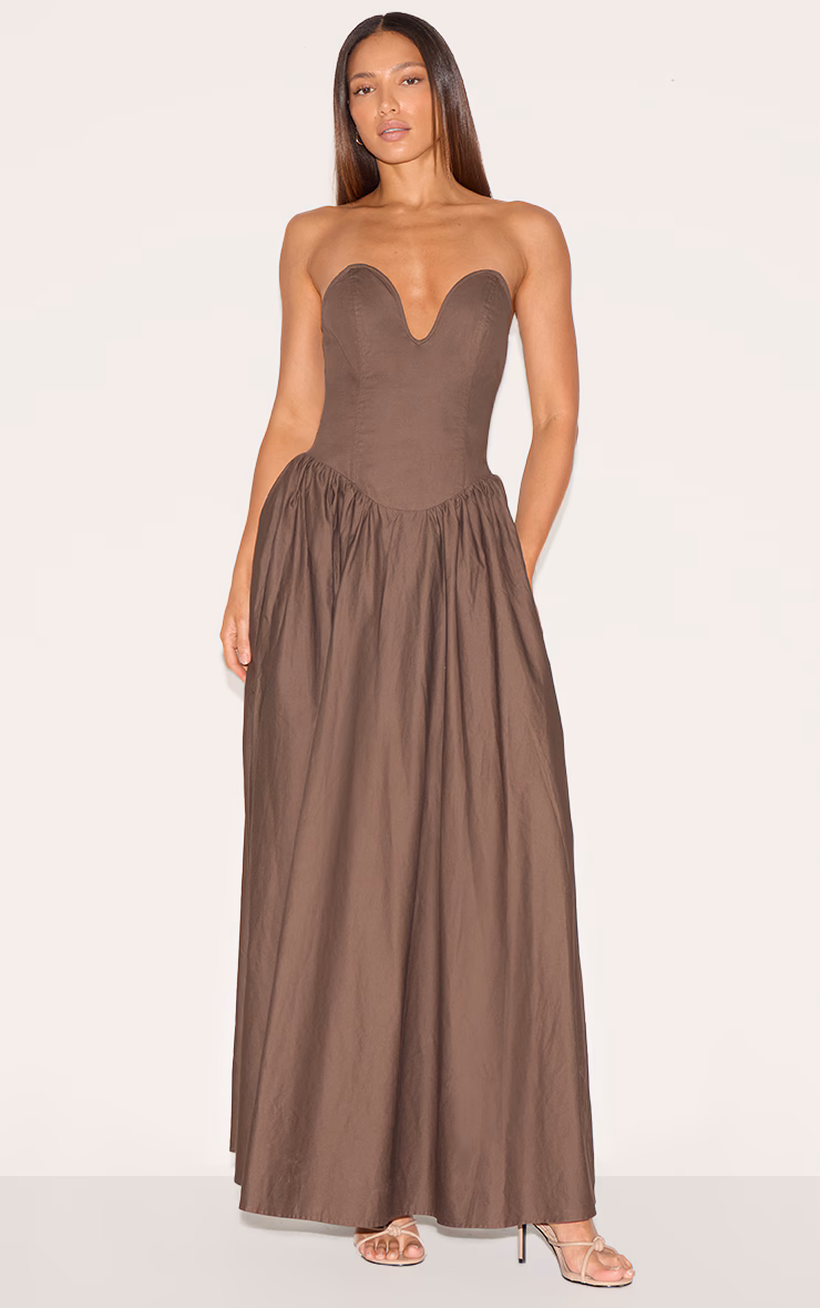 Tall Mushroom Bandeau Floaty Woven Midaxi Dress