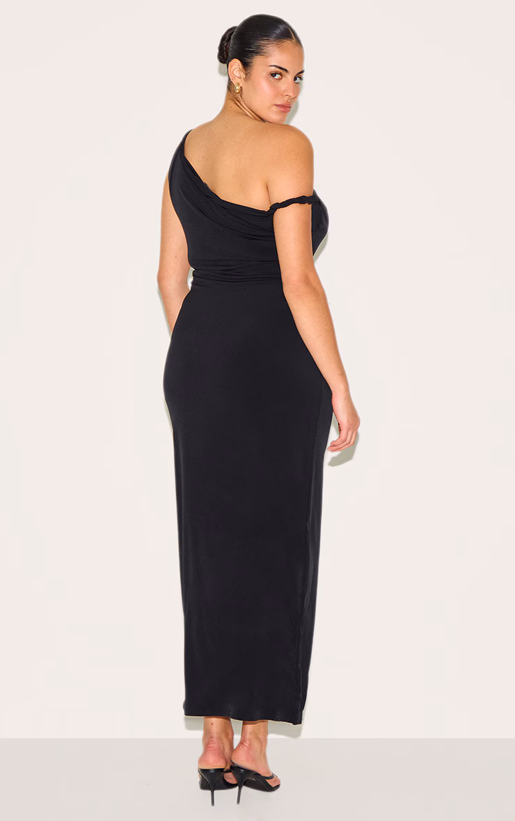 Plus Black Off Shoulder Twisted Maxi Dress