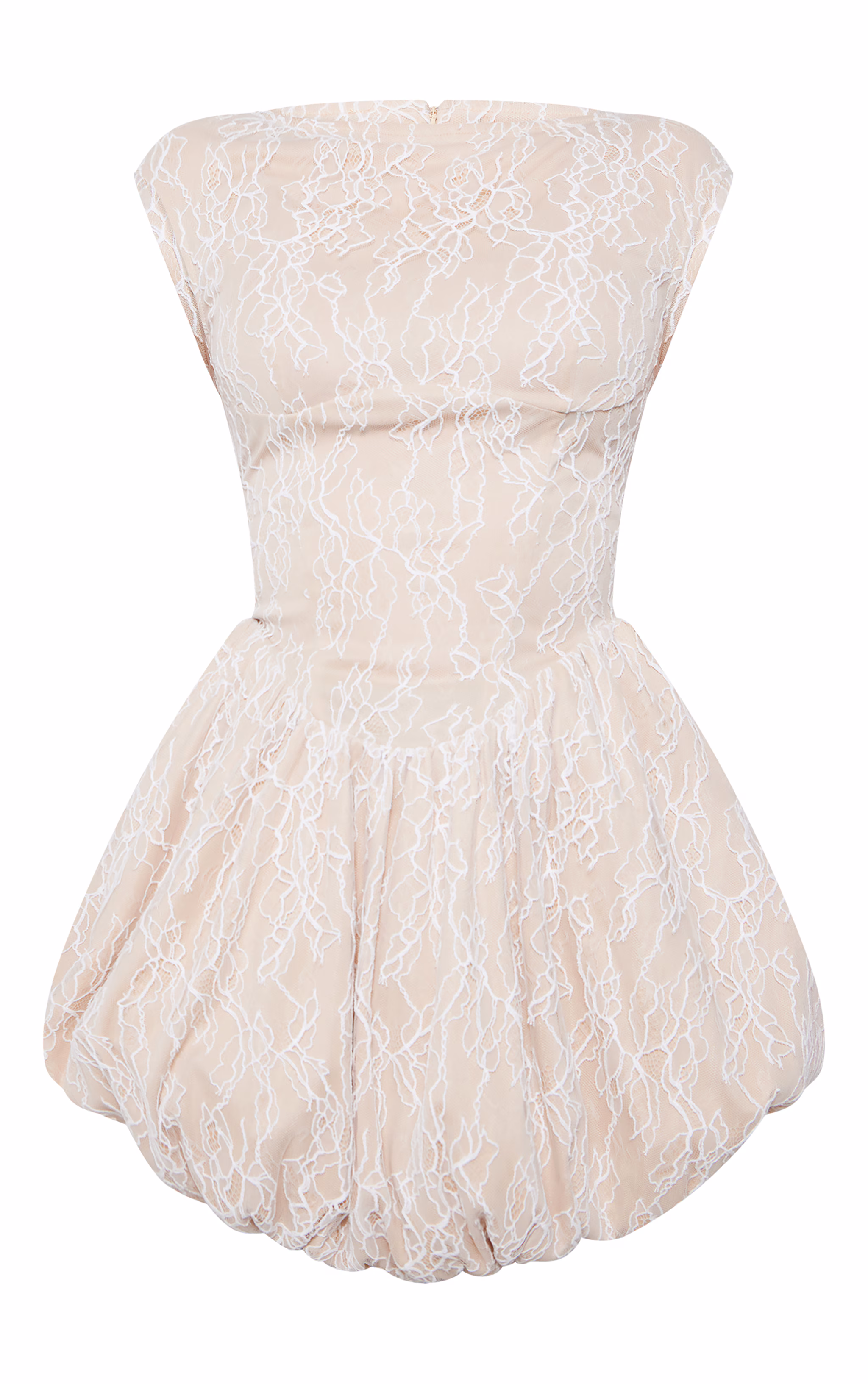 Nude Lace Puffball Dress