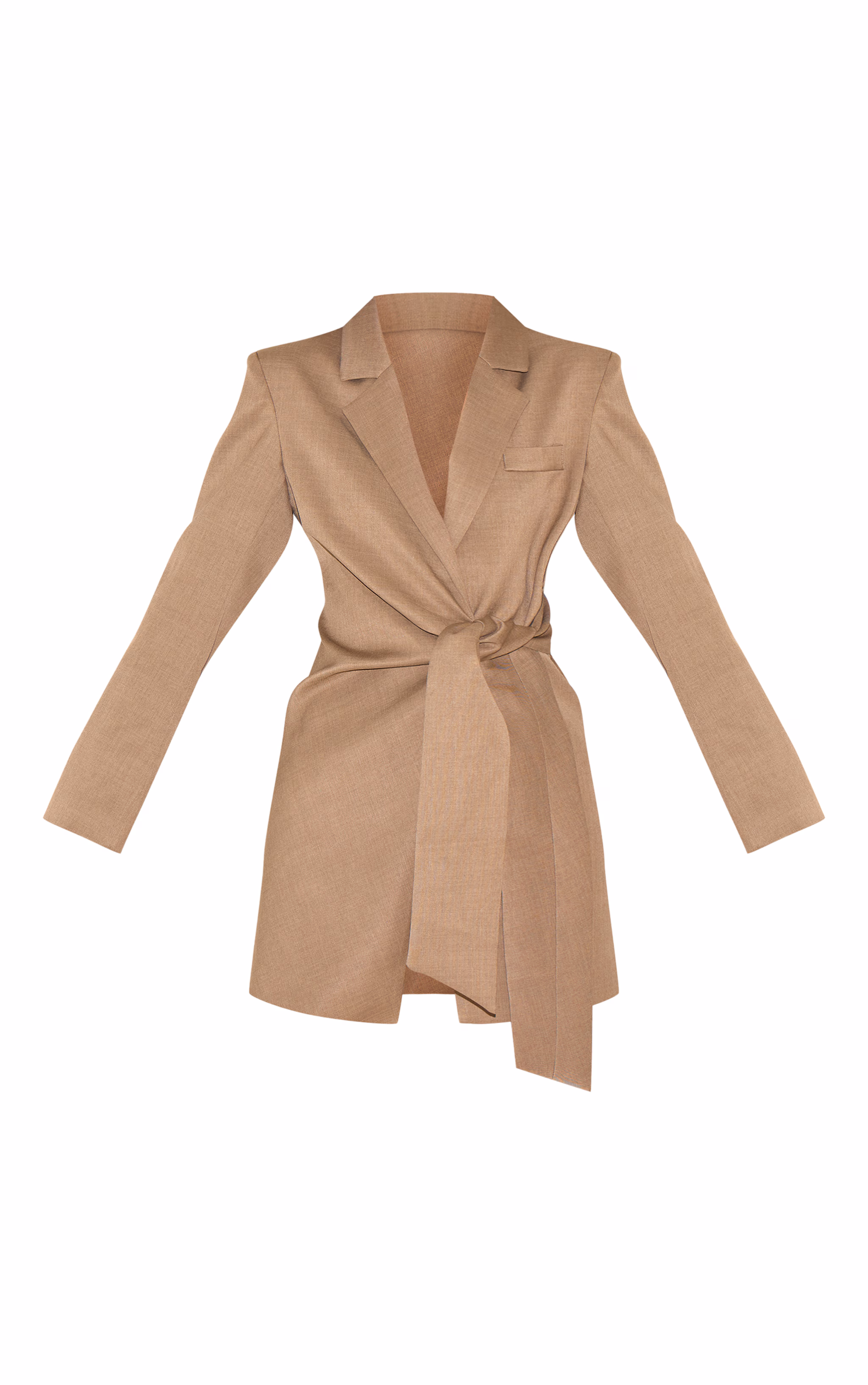 Mushroom Woven Blazer Side Tie Mini Dress