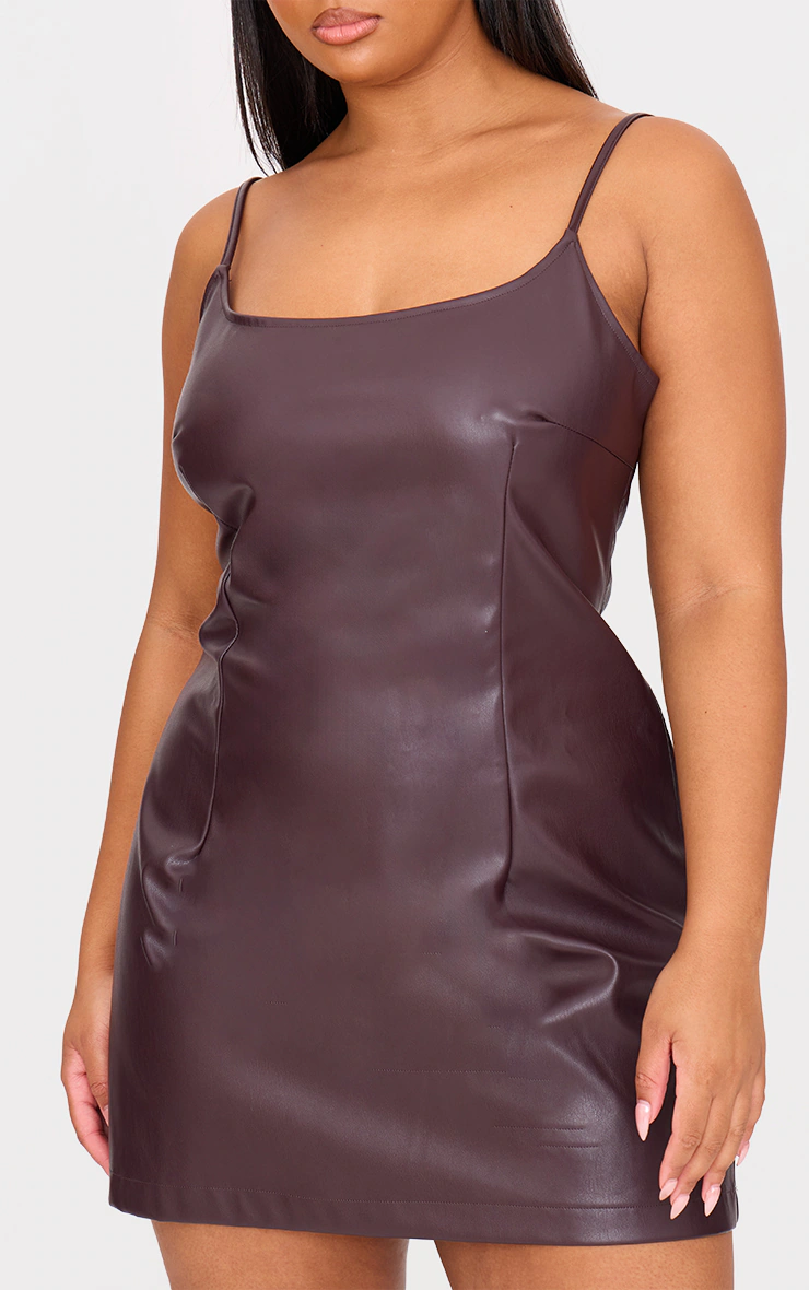 Plus Burgundy Strappy Pu Bodycon Dress