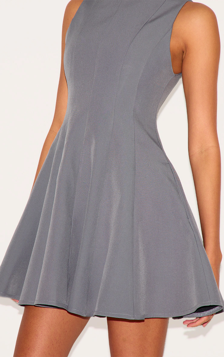 Charcoal Woven Pleated Shift Dress