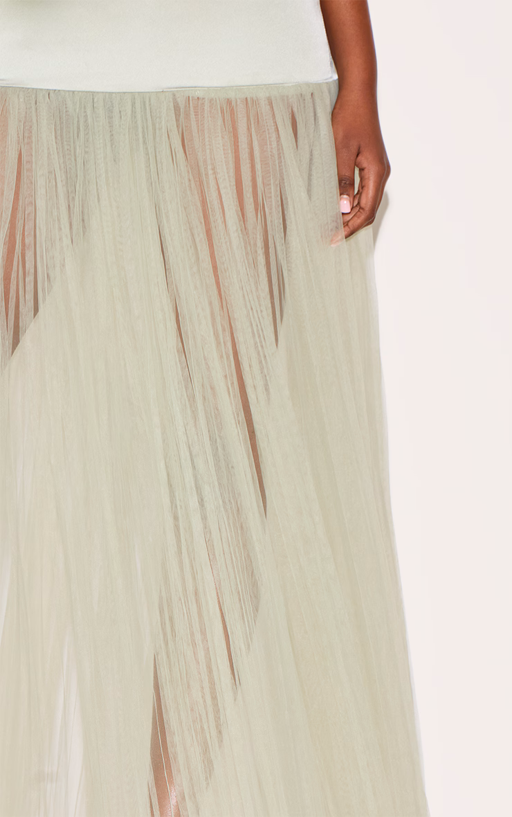 Sage Green Scoop Neck Drop Waist Maxi Dress