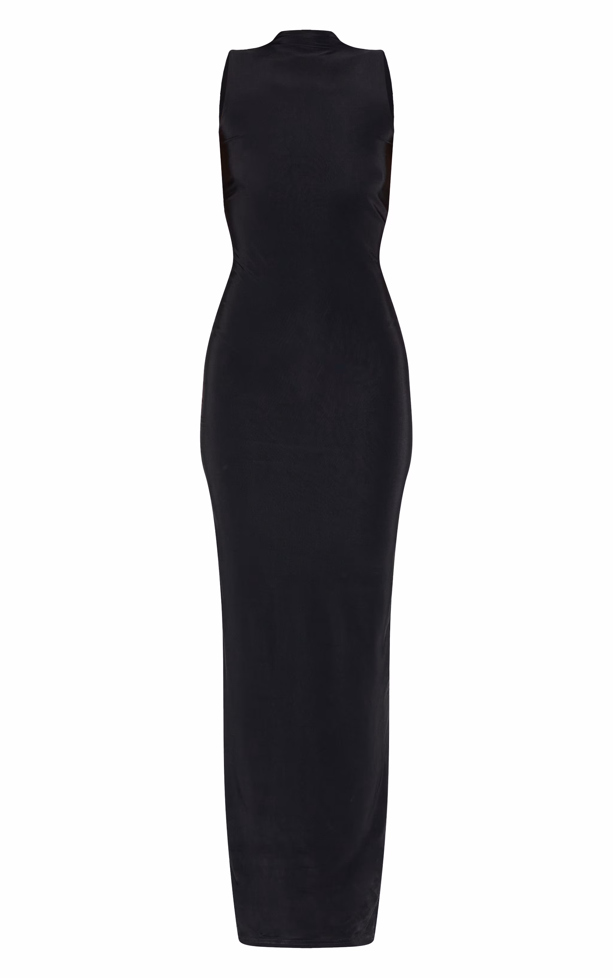 Tall Black Double Layer High Neck Sleeveless Maxi Dress