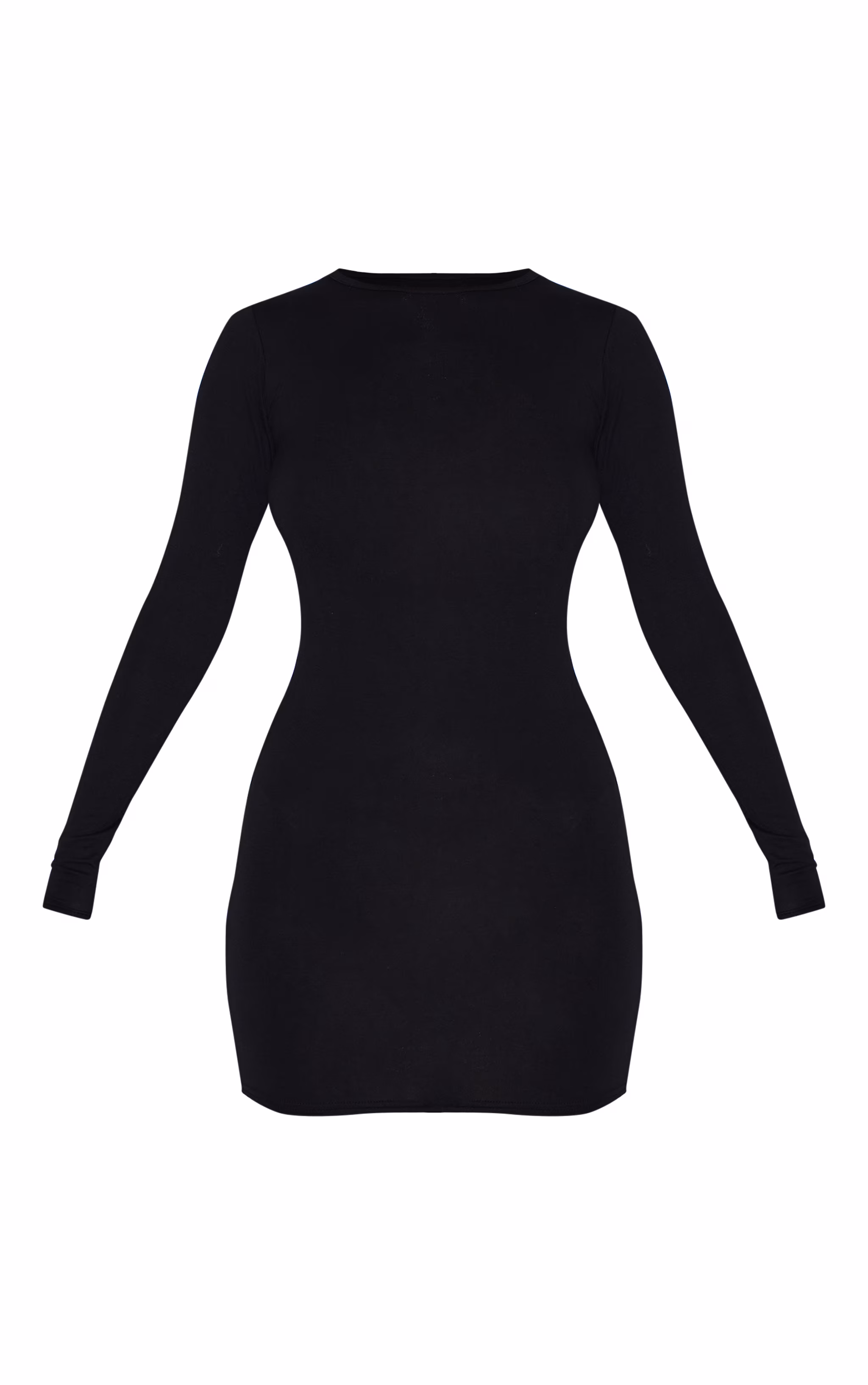 Basic Black Jersey Long Sleeve Bodycon Dress