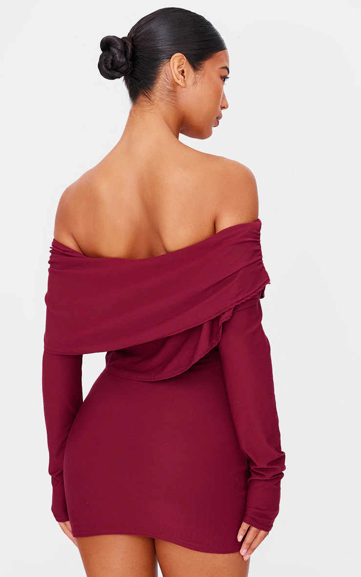 Burgundy Soft Touch Long Sleeve Mini Dress