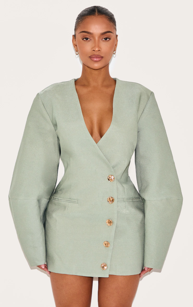 Shape Olive Tailored Cocoon Sleeve A Line Blazer Dress