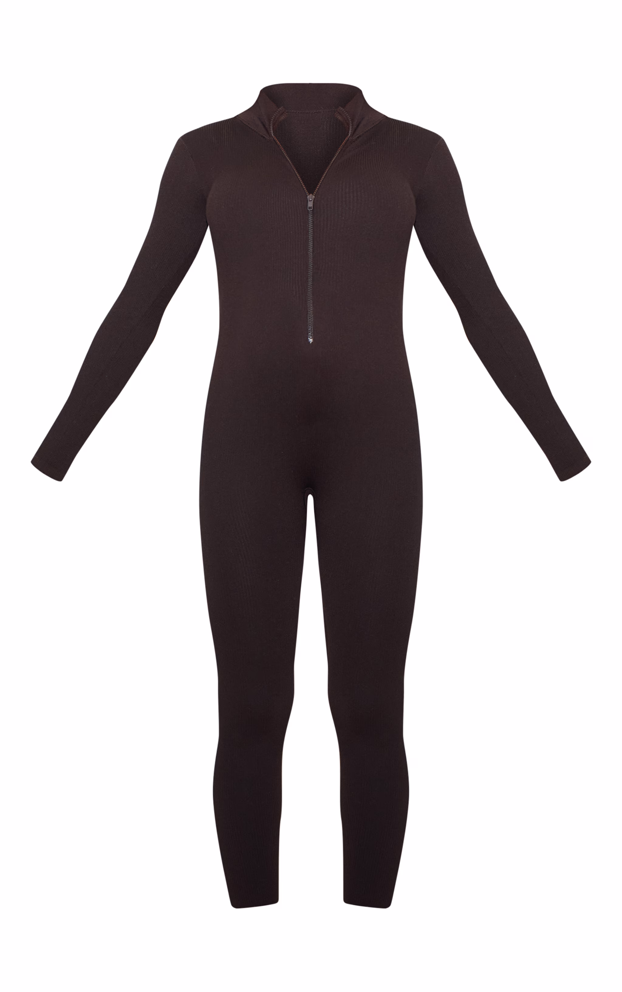 Maternity Chocolate Snatched Ribbed Jumpsuit