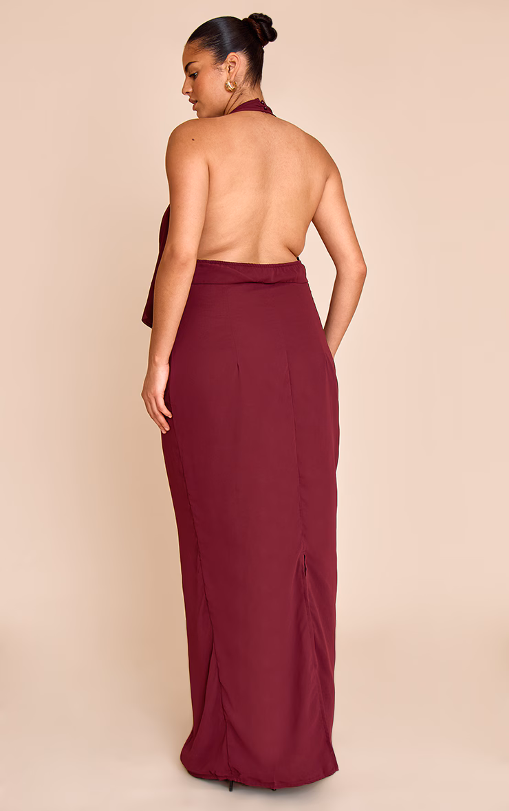 Plus Plum Chiffon Cowl Neck Maxi Dress