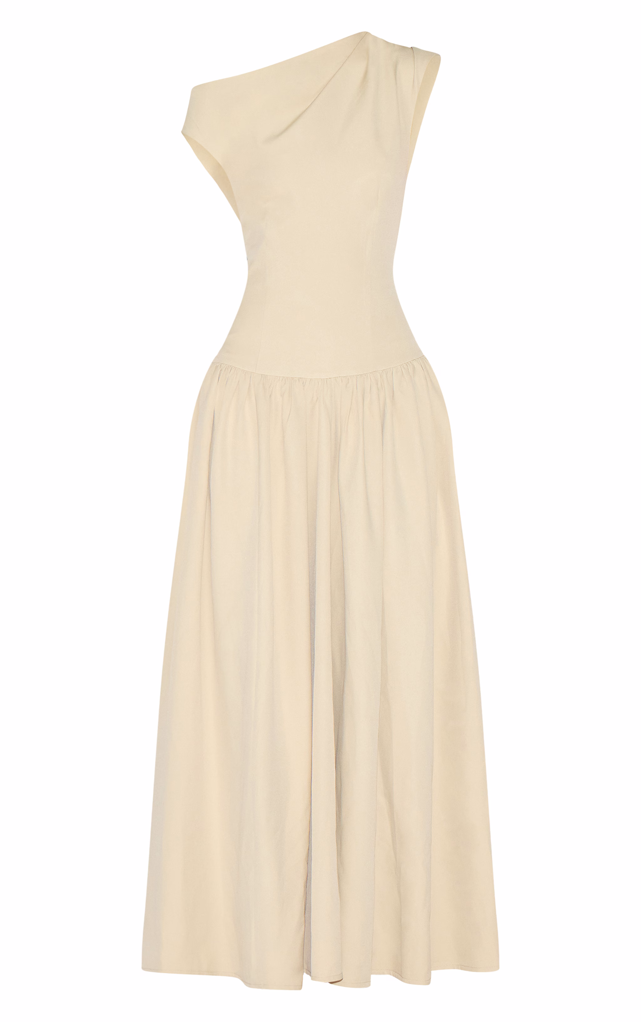 Clay Tailored Asymmetric Gathered Maxi Dress