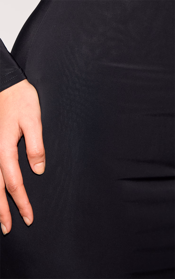 Plus Black Double Layer Slinky Flared Sleeve Midaxi Dress