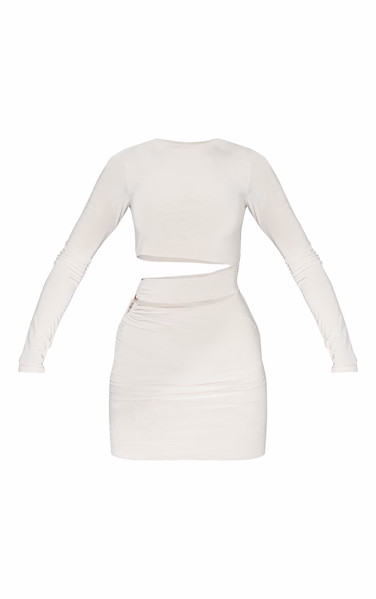 Stone Slinky Cut Out Waist Ring Detail Bodycon Dress