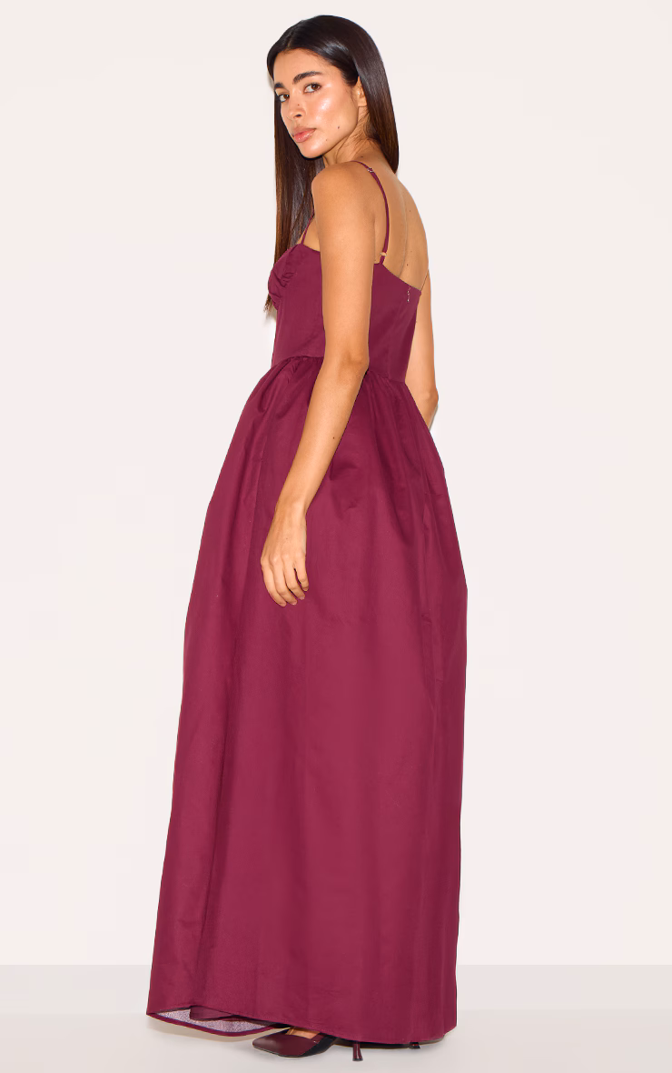 Plum Premium Ruched Corset Detail Wide Leg Jumpsuit