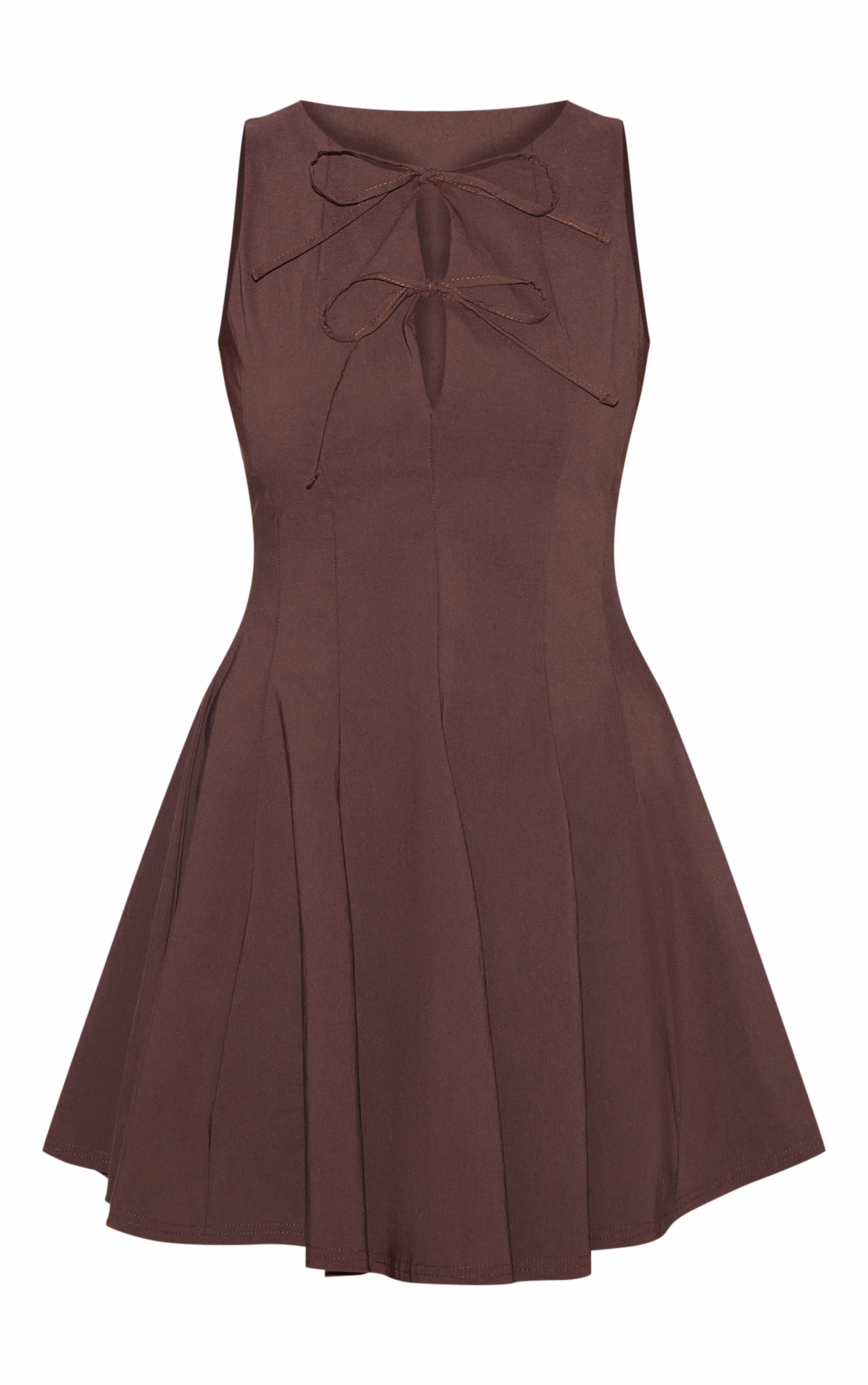 Chocolate Tie Bow Detail Shift Dress