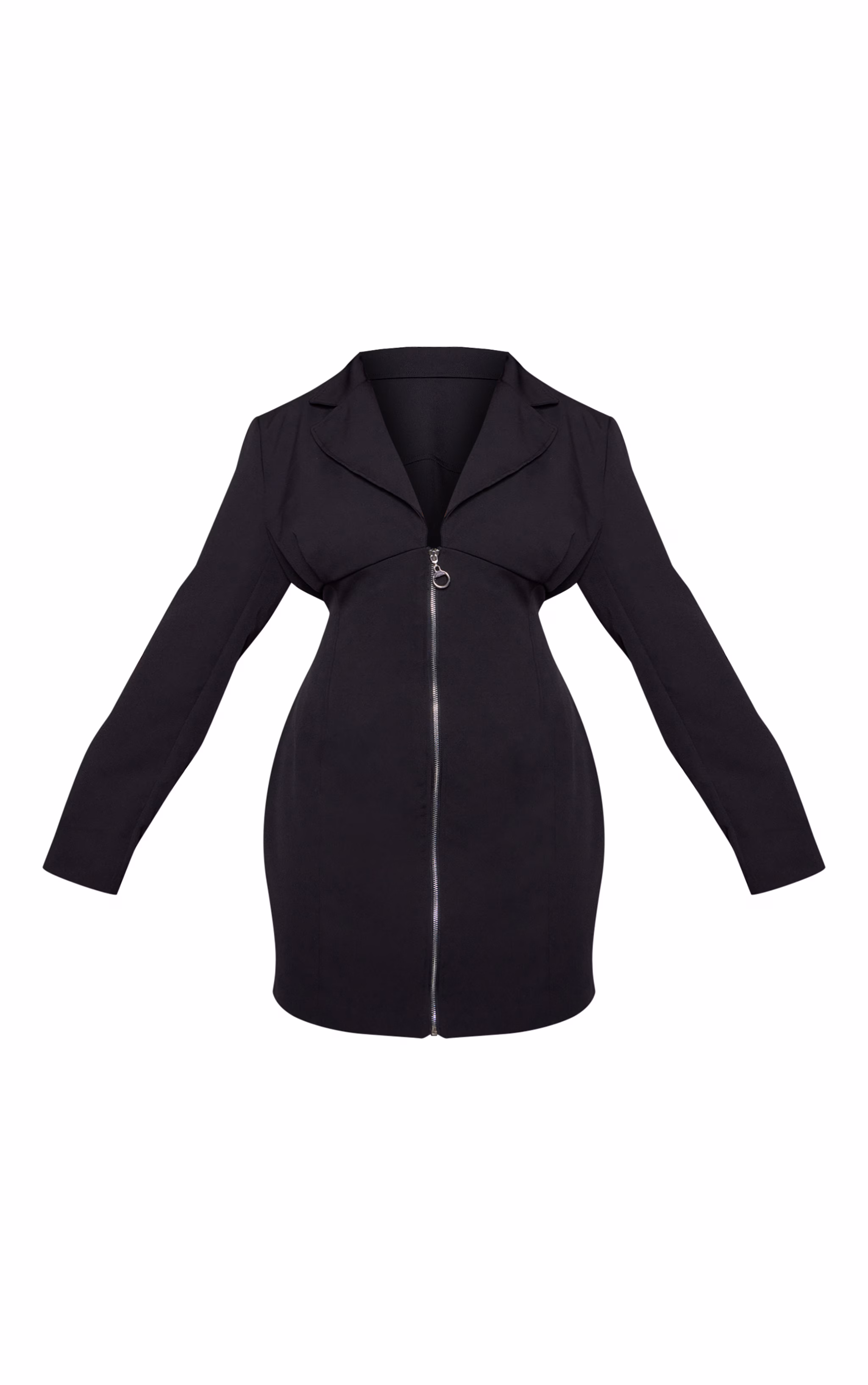 Plus Black Woven Zip Through Corset Detail Blazer Dress