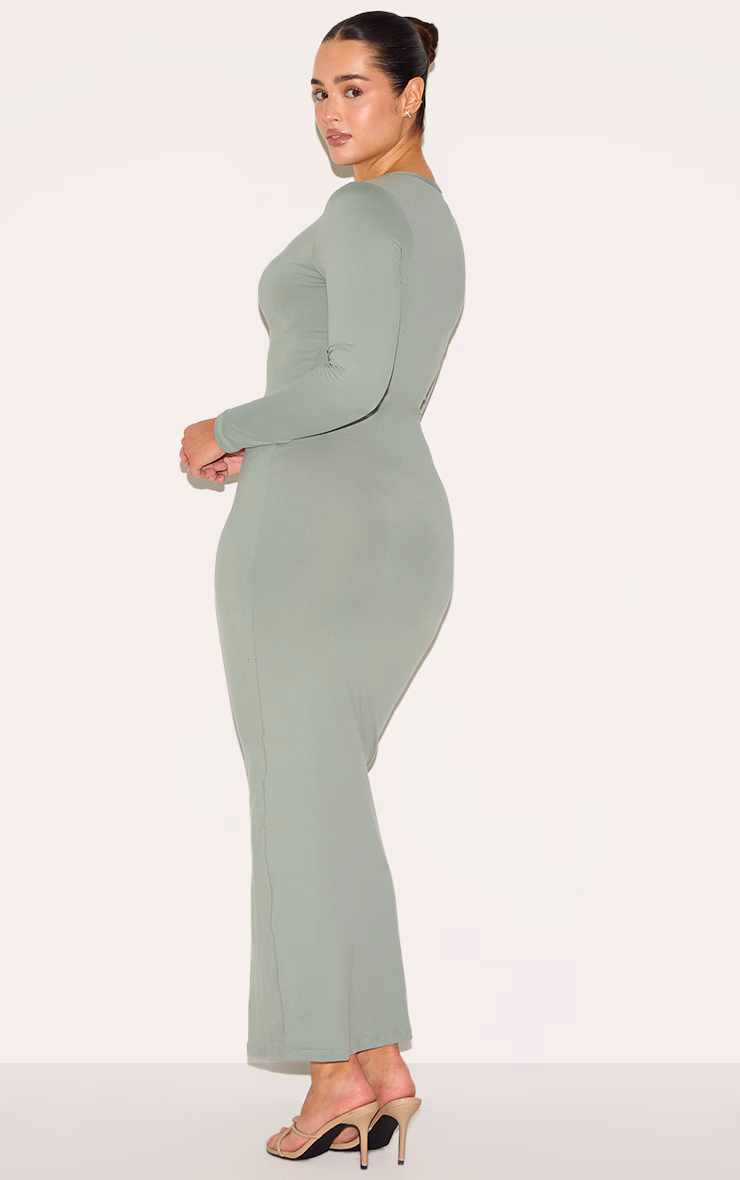 Shape Sage Green Sculpted Long Sleeve Maxi Dress