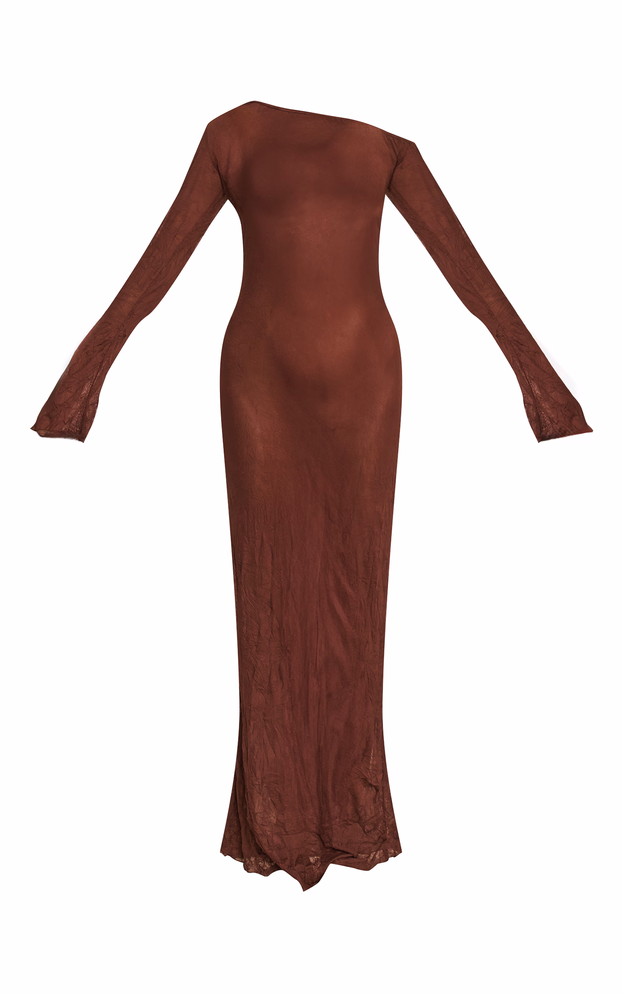 Chocolate Crushed Mesh Maxi Beach Dress