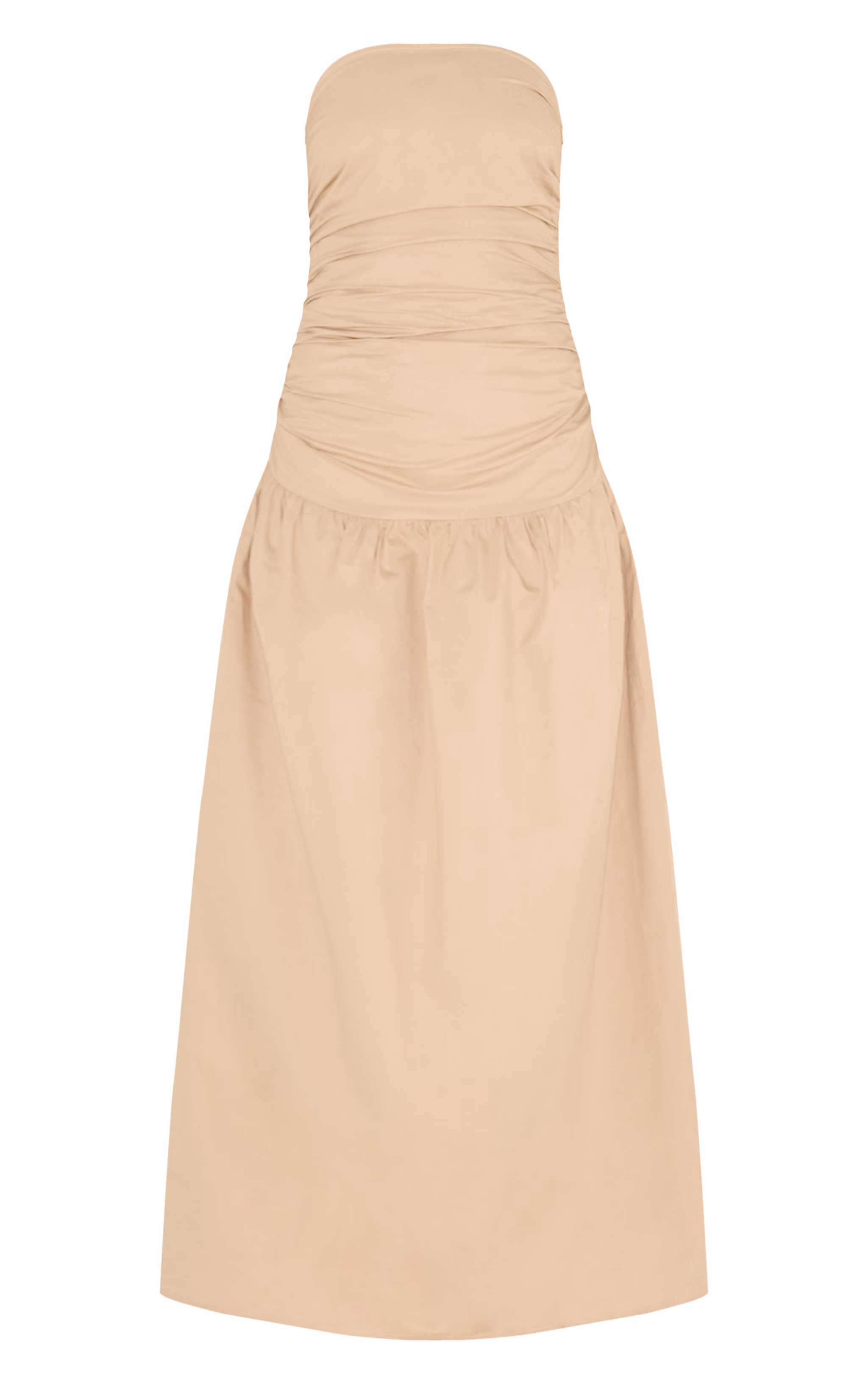 Tall Nude Bandeau Ruched Floaty Dress