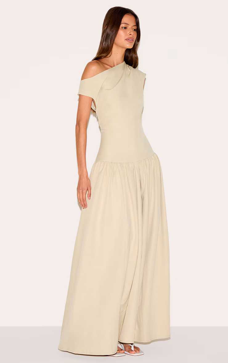 Clay Tailored Asymmetric Gathered Maxi Dress