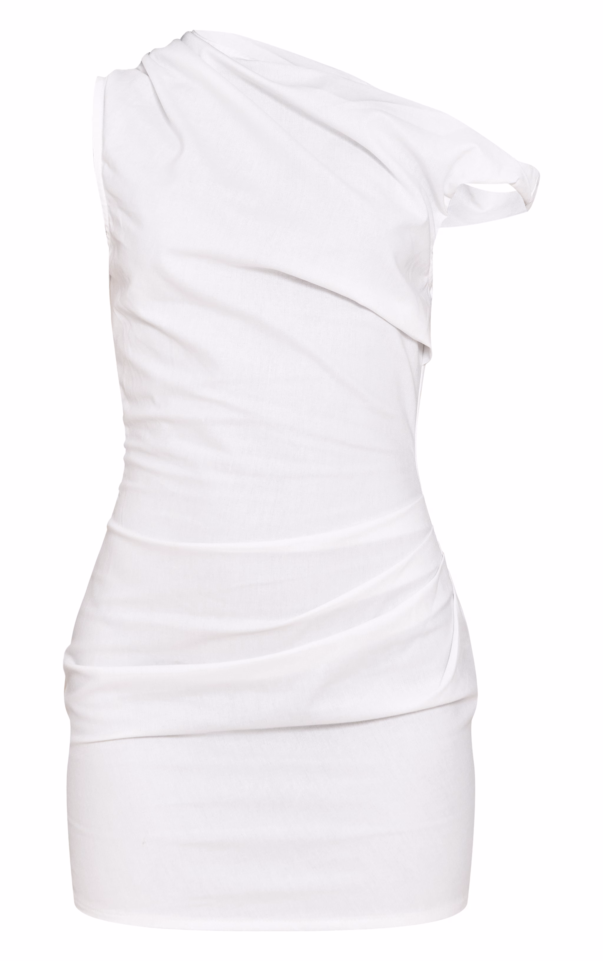 White Twist Shoulder Bodycon Dress