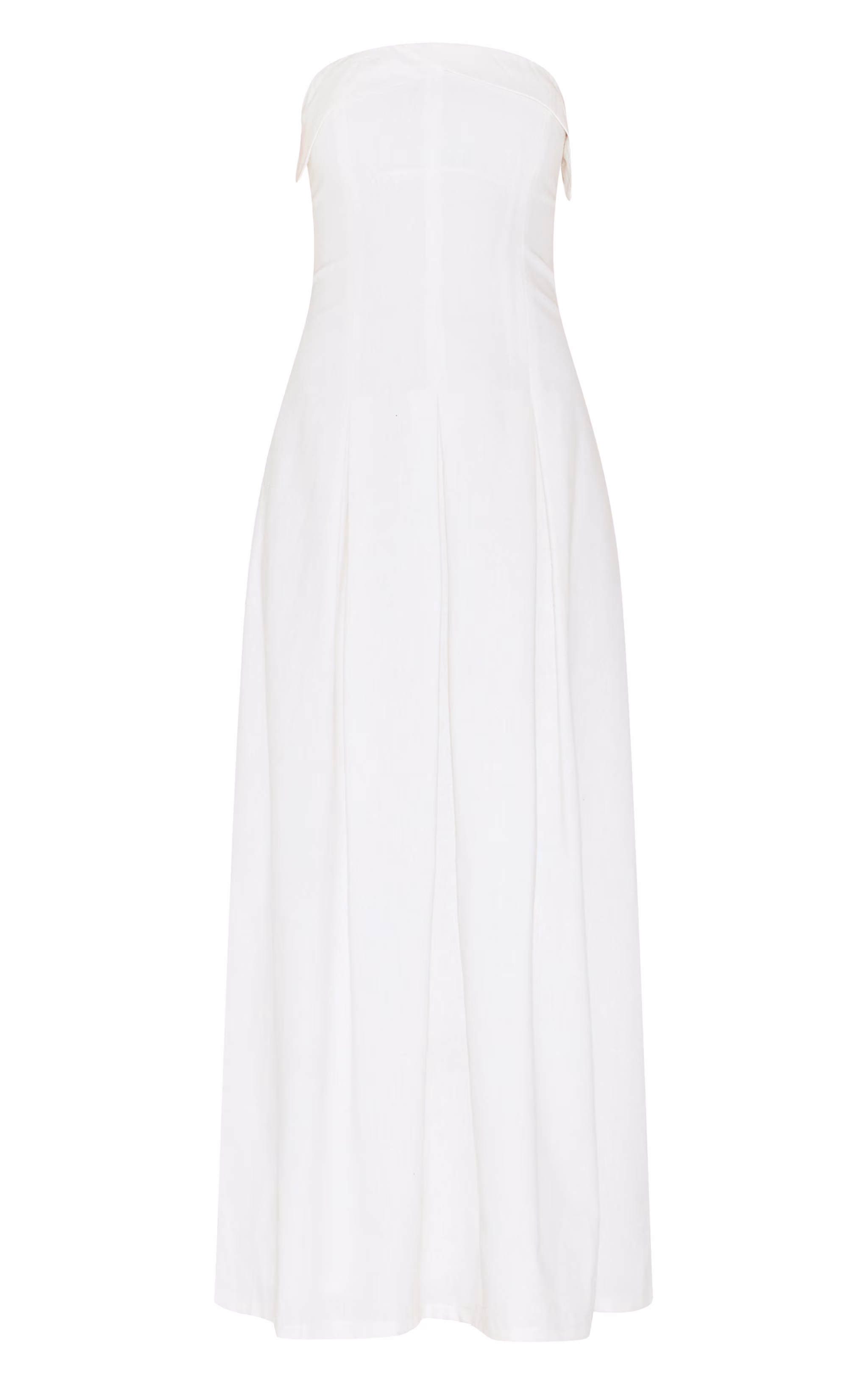 White Bandeau Pleated Midaxi Dress