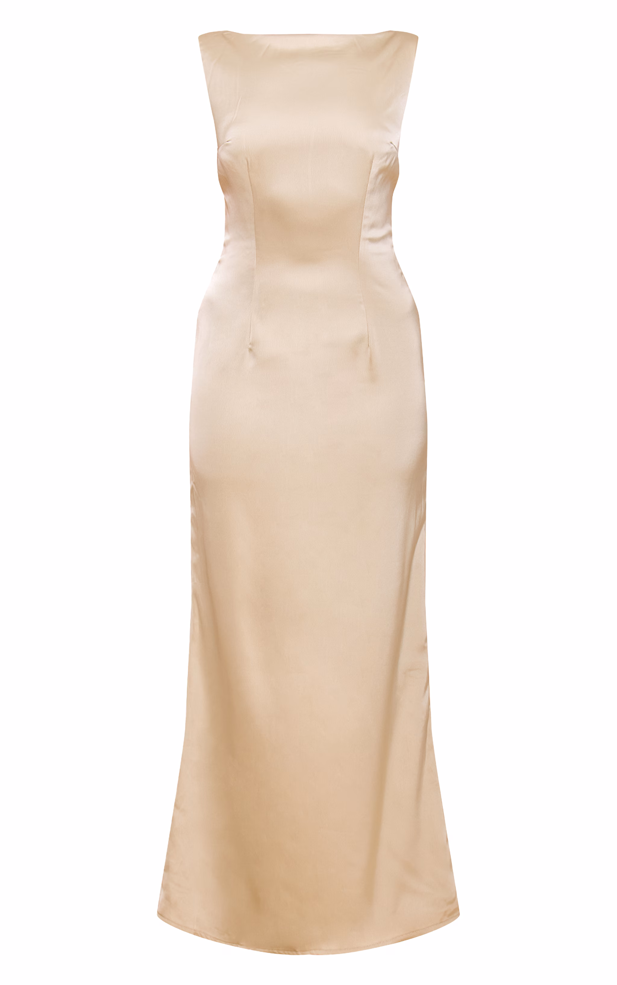 Sage Bridesmaid Satin Boat Neck Maxi Dress