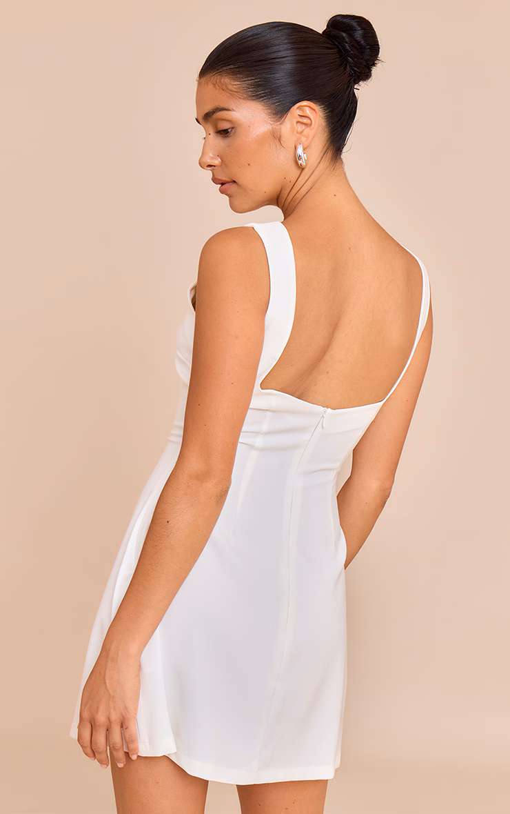 Petite White Open Back Woven Shift Mini Dress