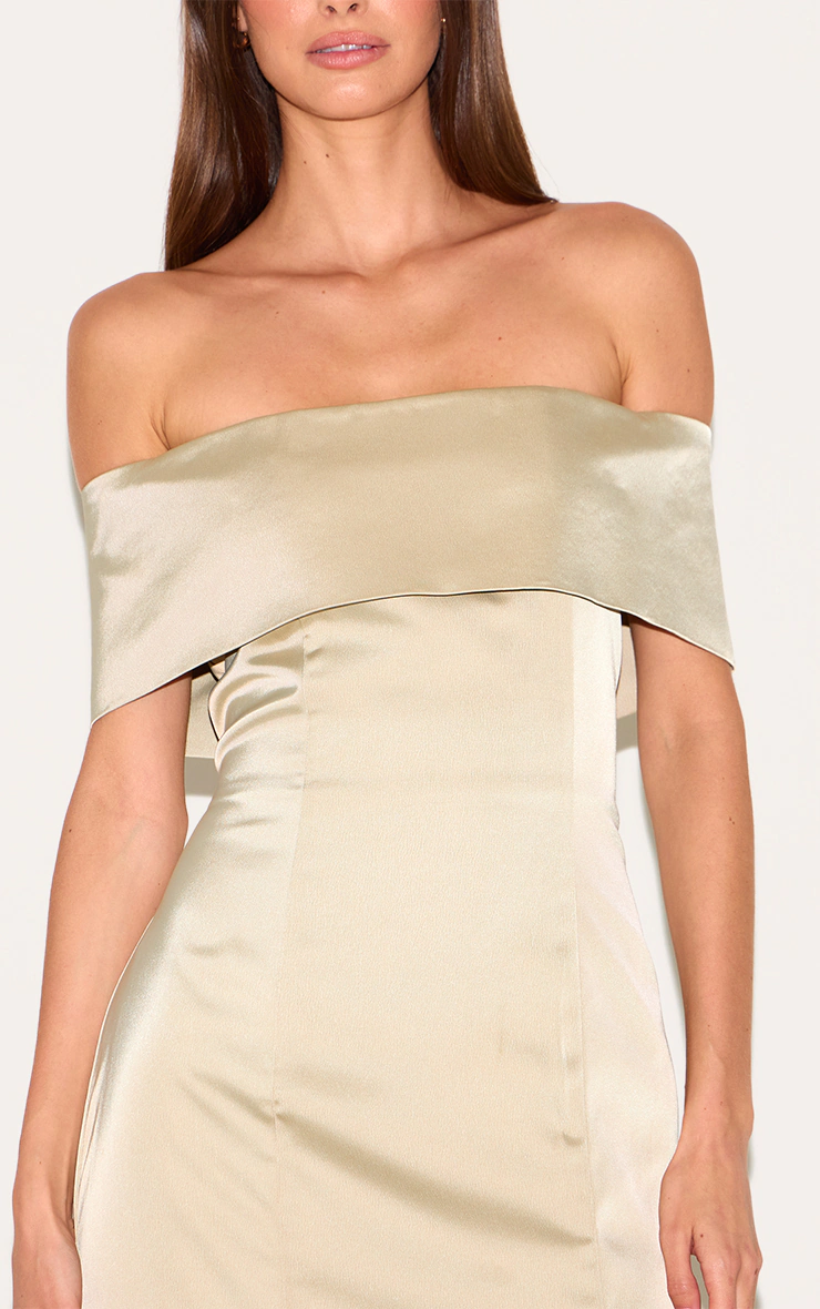 Sage Bridesmaid Bardot Fold Over Sleeveless Maxi Dress