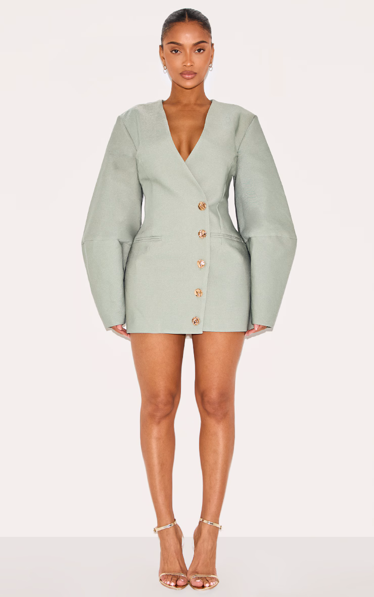 Shape Olive Tailored Cocoon Sleeve A Line Blazer Dress