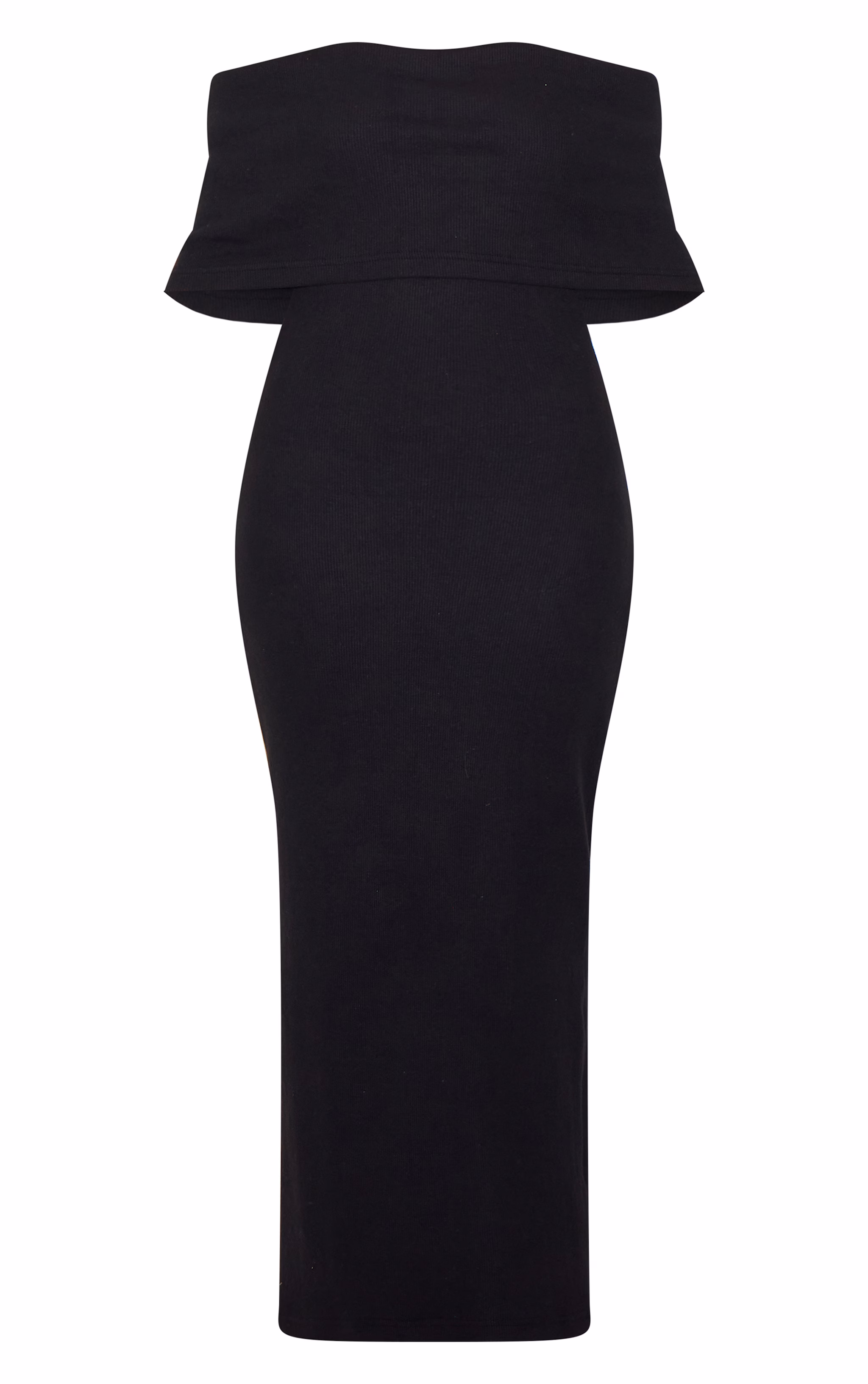 Black Heavy Brushed Rib Sleeveless Bardot Maxi Dress