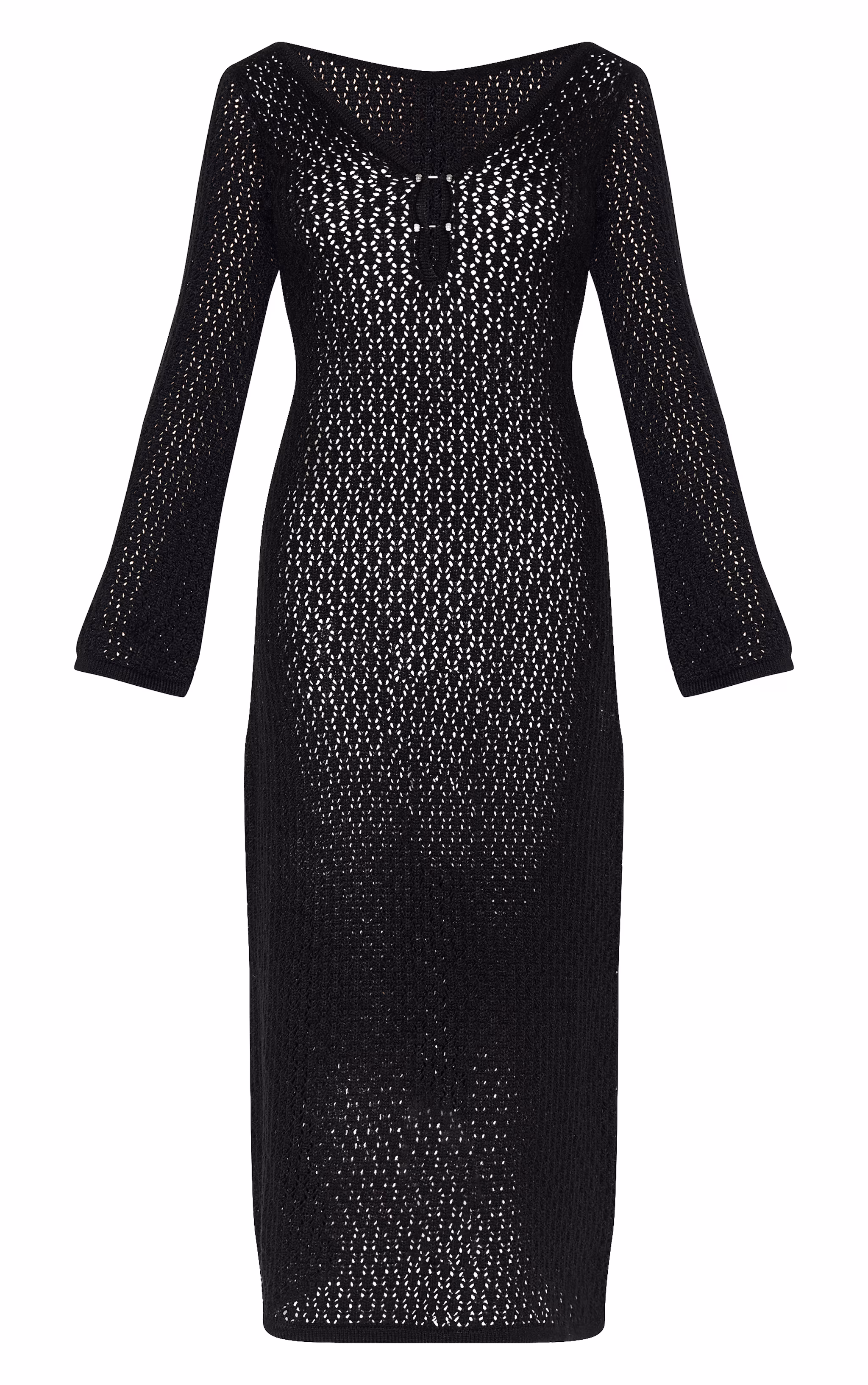 Petite Black Knit V Neck Maxi Dress