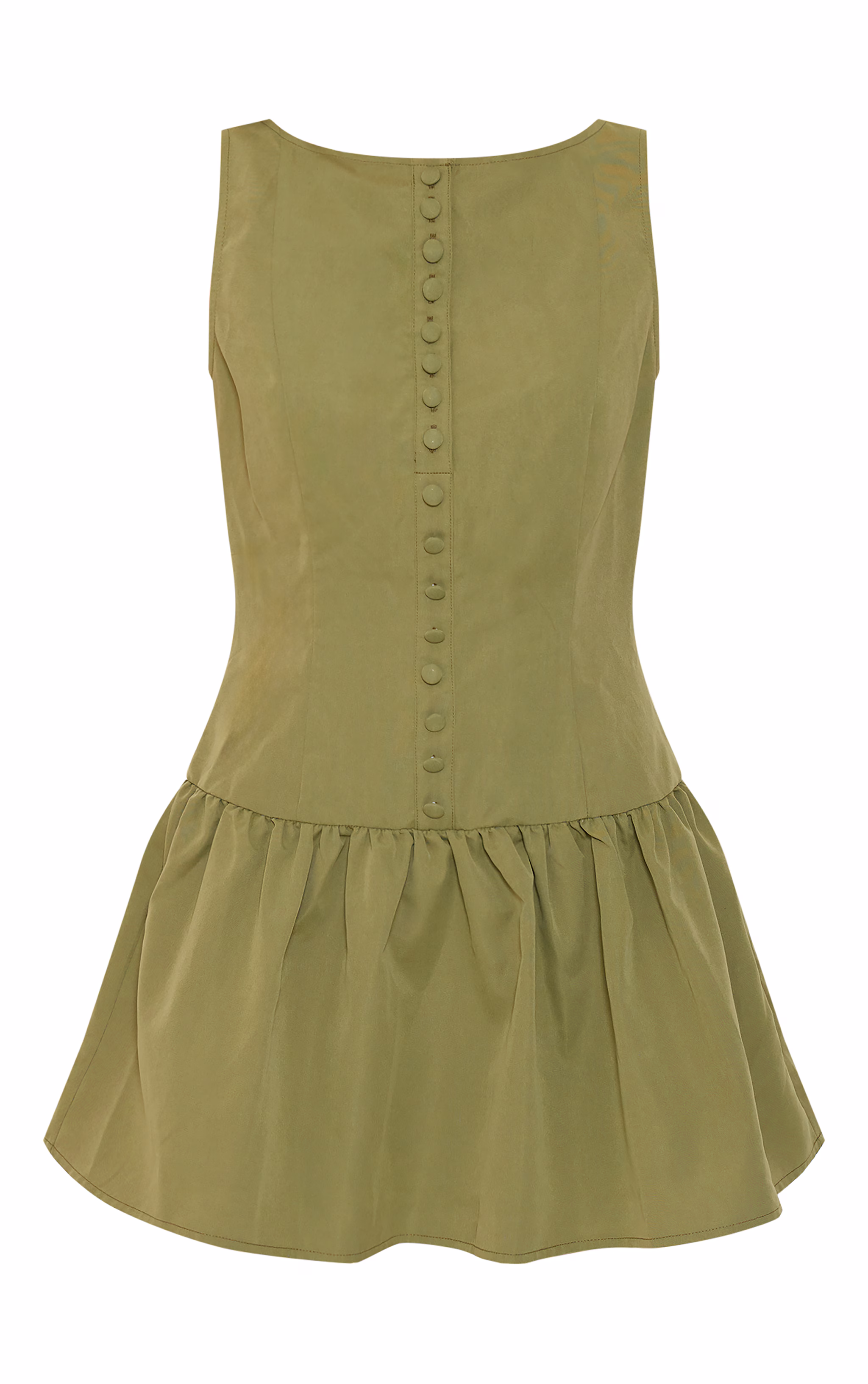 Khaki Button Down Scoop Back Shift Dress