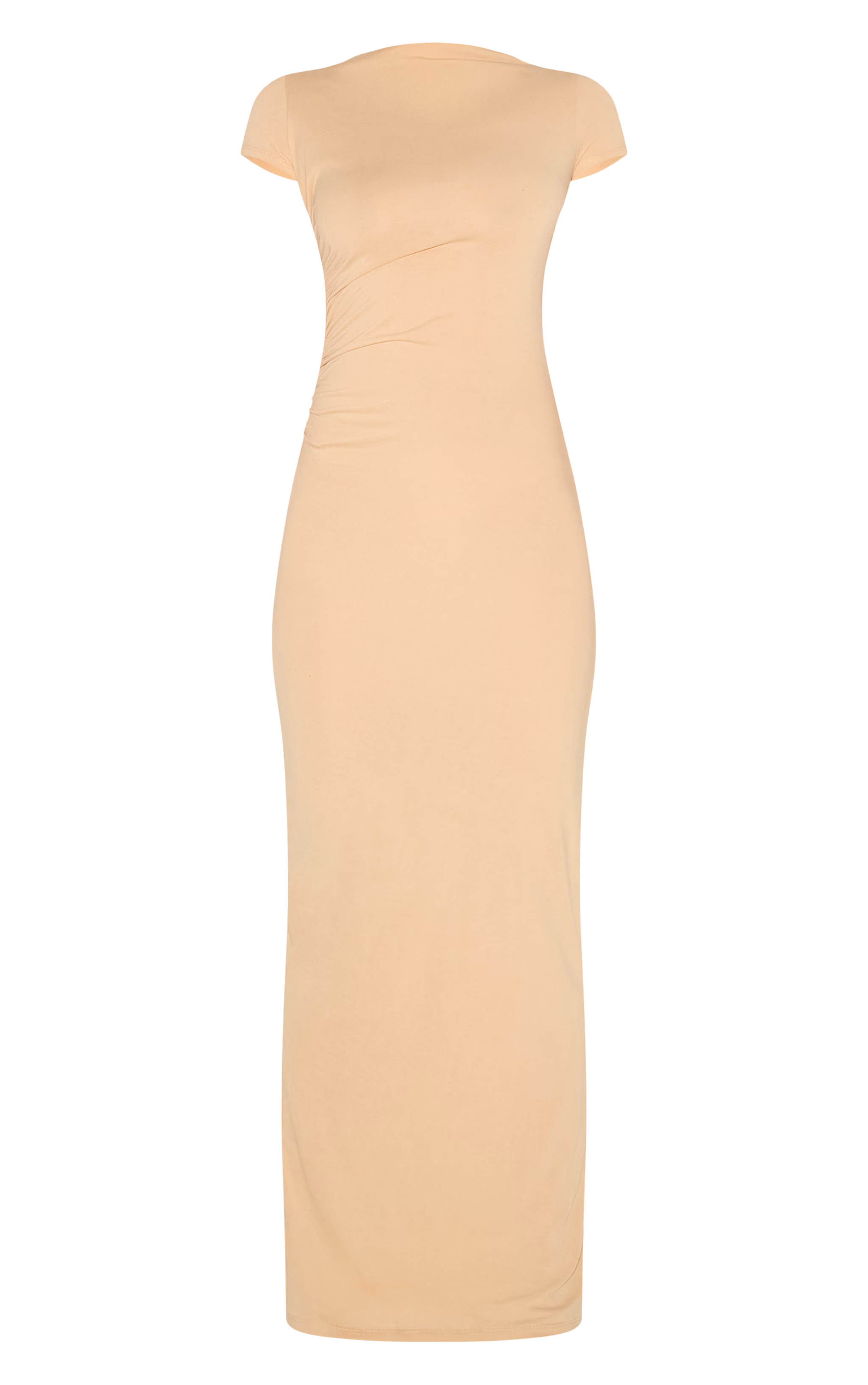 Butter Cream Modal Ruched Cap Sleeve Midaxi Dress