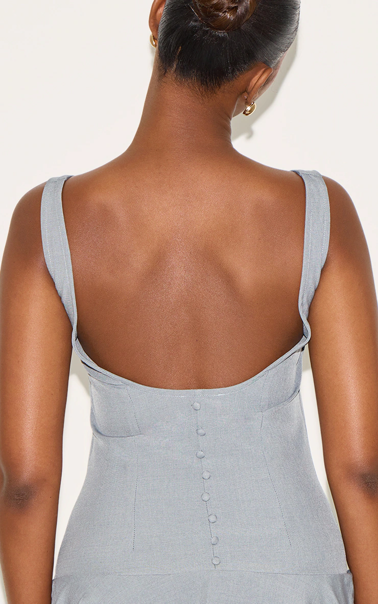 Charcoal Tailored Woven Scoop Back Shift Dress