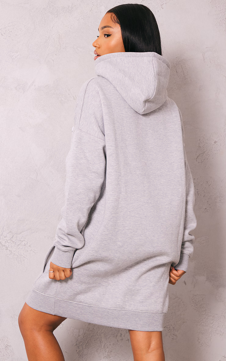 PRETTYLITTLETHING Grey Marl Borg Graphic Sweater Dress