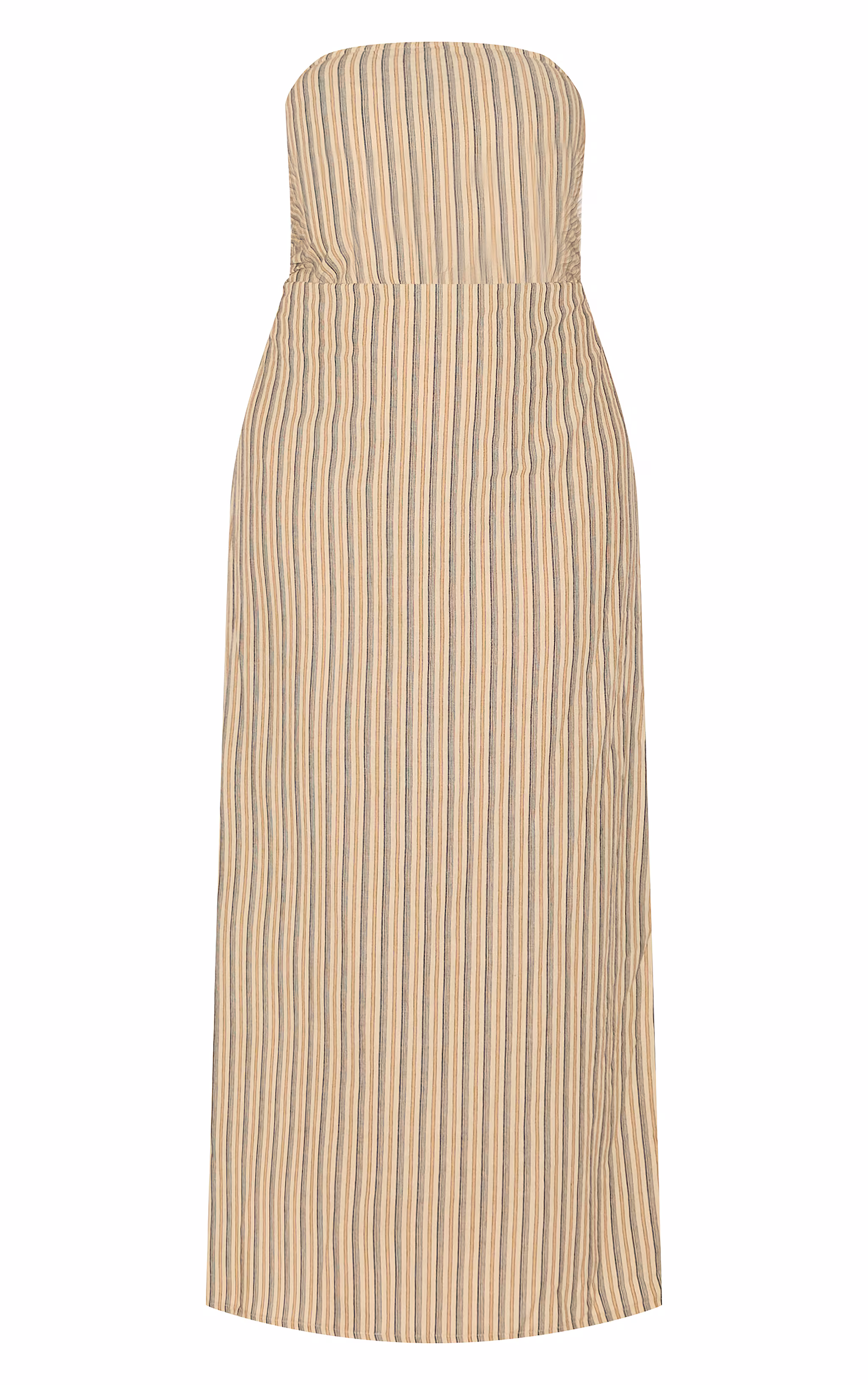 Plus Stone Striped Bandeau Ruched Shift Dress
