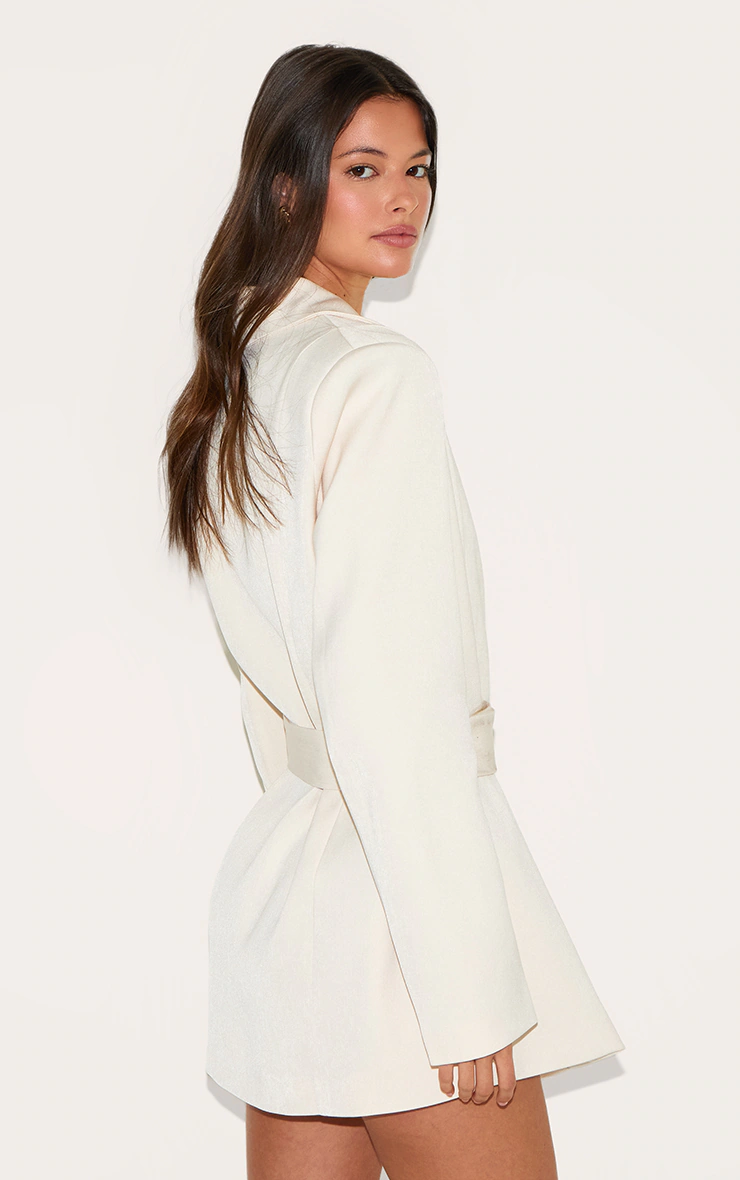 Almond Structured Belted Blazer Dress