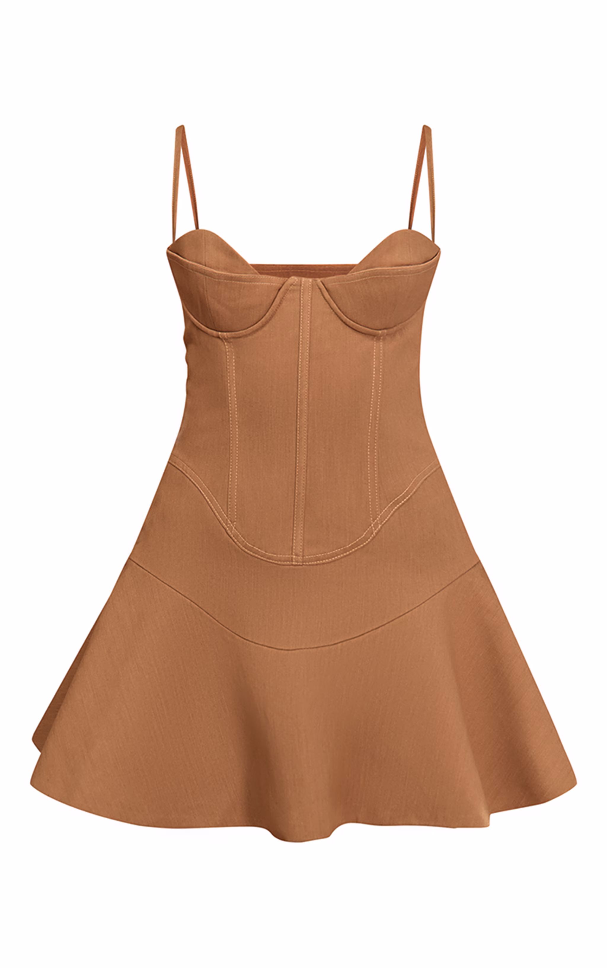 PLT Label Stone Denim Look Tailored Bust Detail Pleated Hem Bodycon Dress