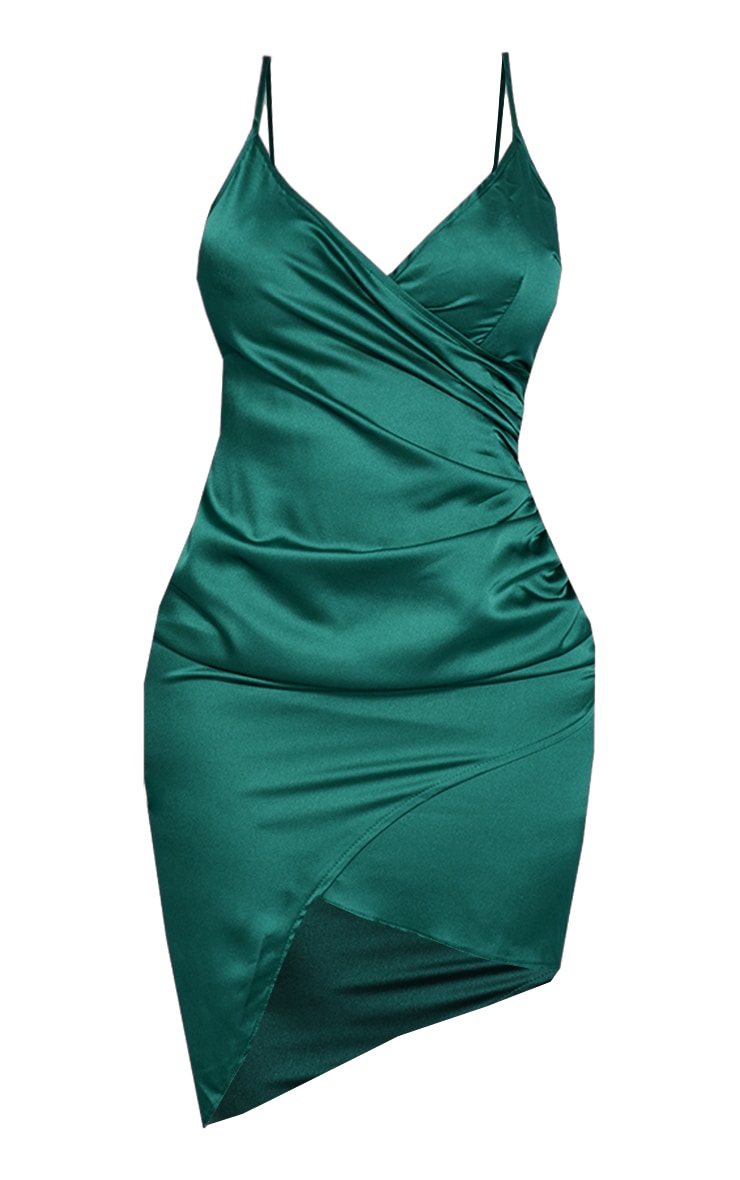 Shape Emerald Green Satin Wrap Dress