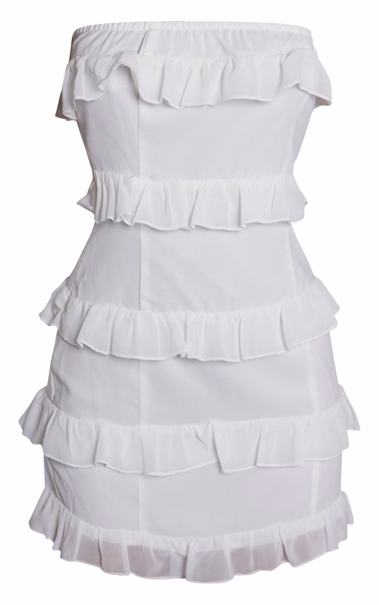 Petite White Frilled Bandeau Mini Dress