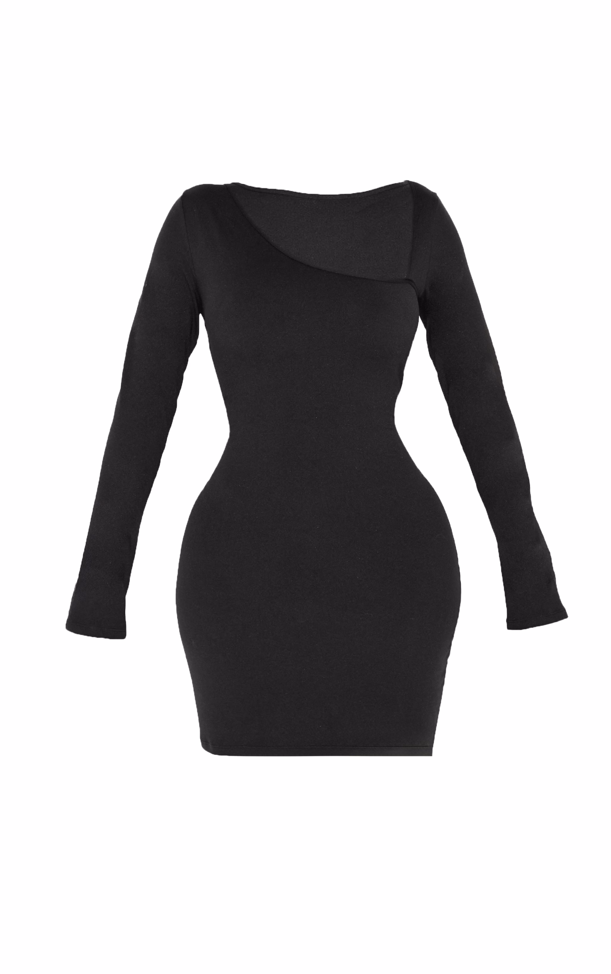 Shape Black Sculpt Asymmetric Neck Mini Dress