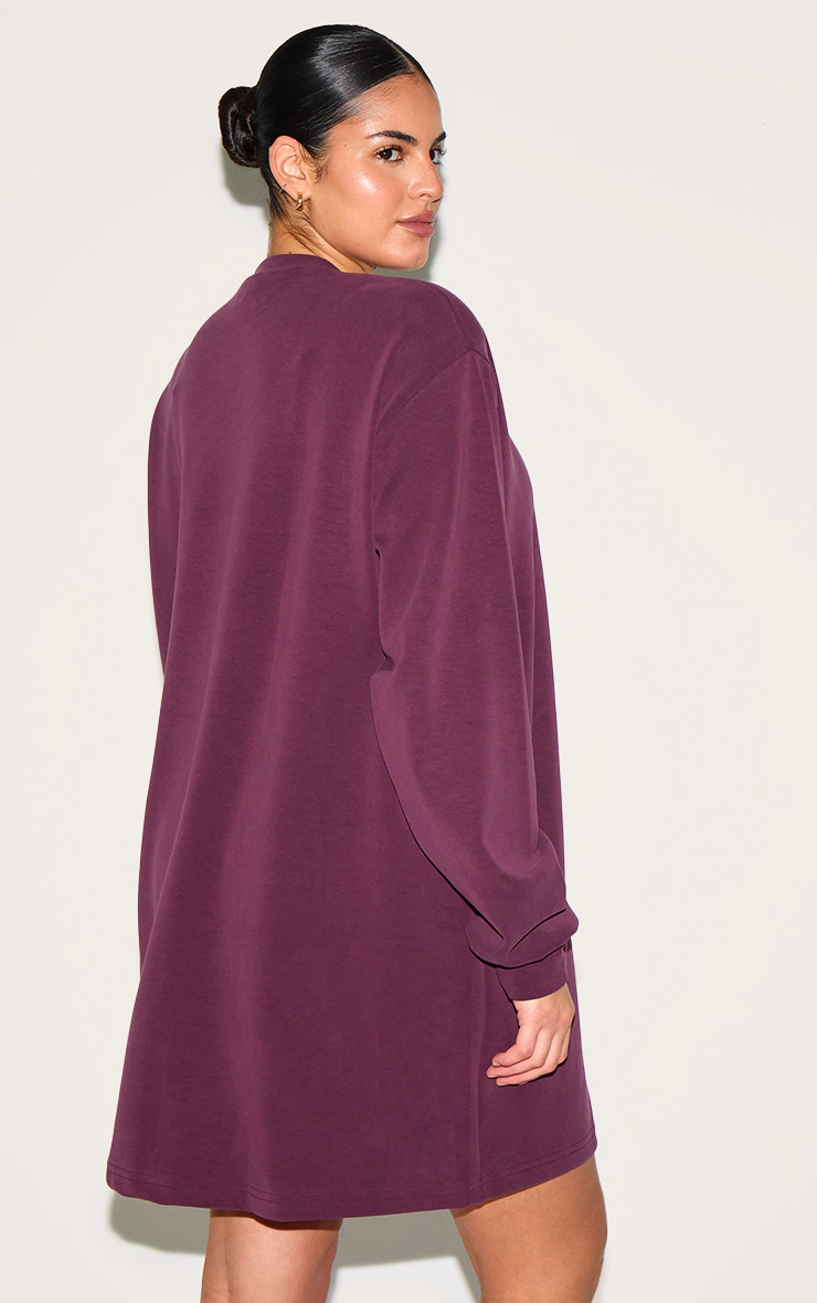 Plus Burgundy Modal Long Sleeve Sweatshirt Dress