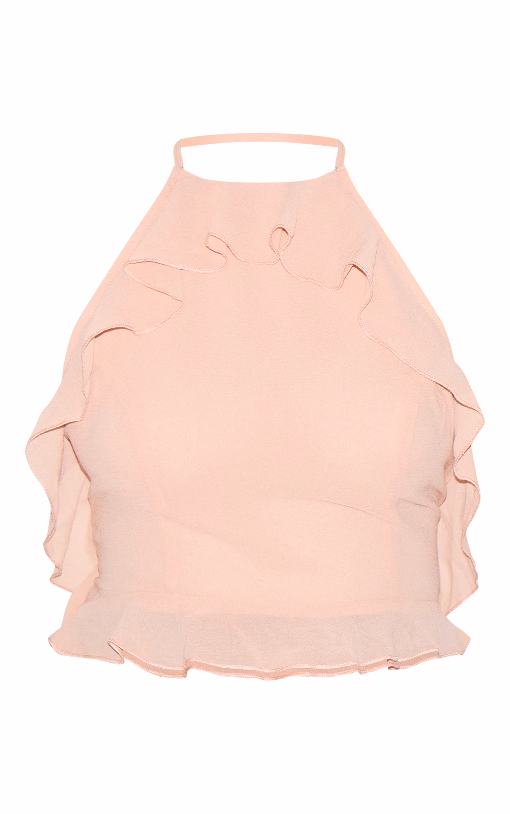 Blush Halterneck Frill Cut Out Shift Dress