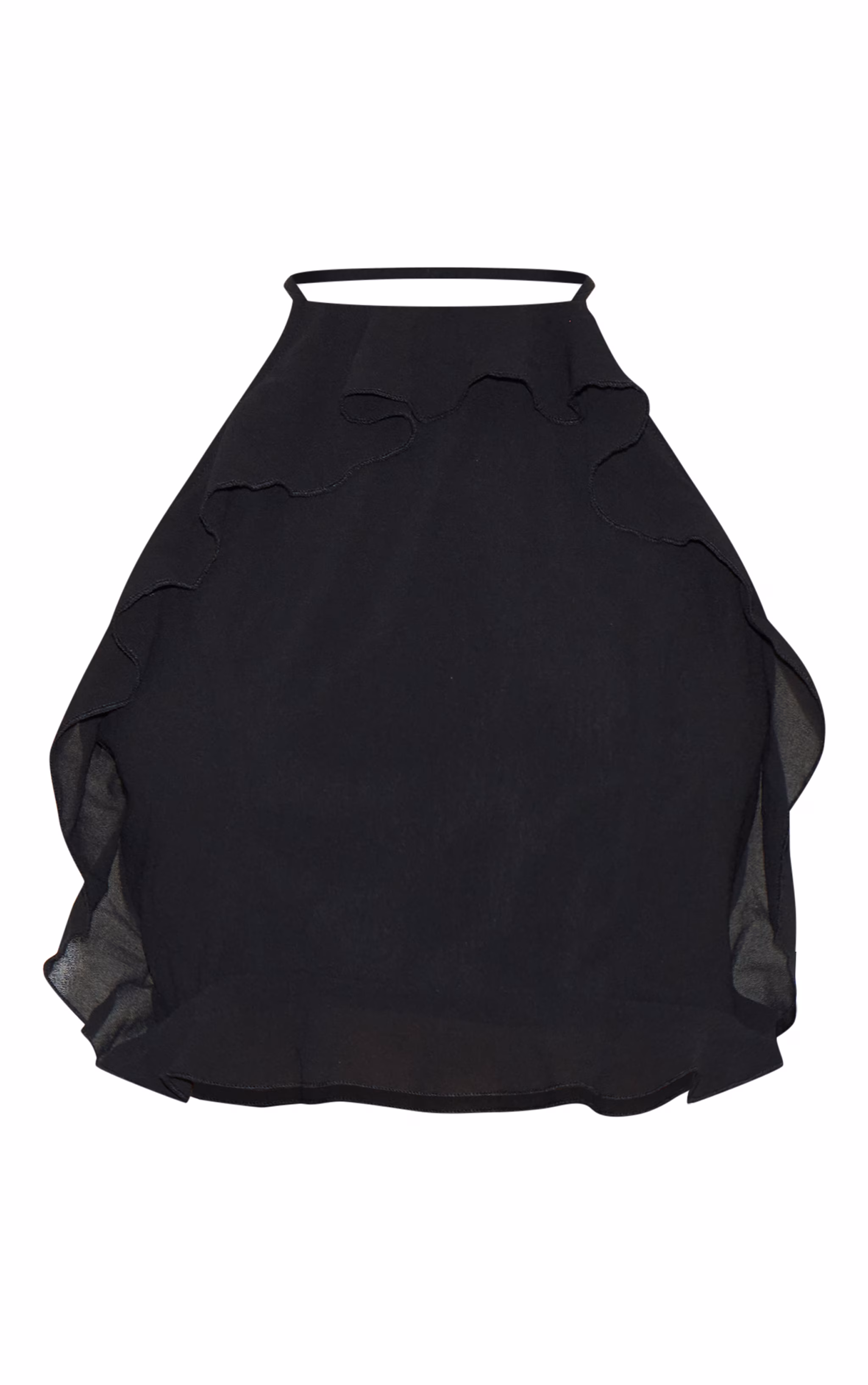 Black Halterneck Frill Cut Out Shift Dress