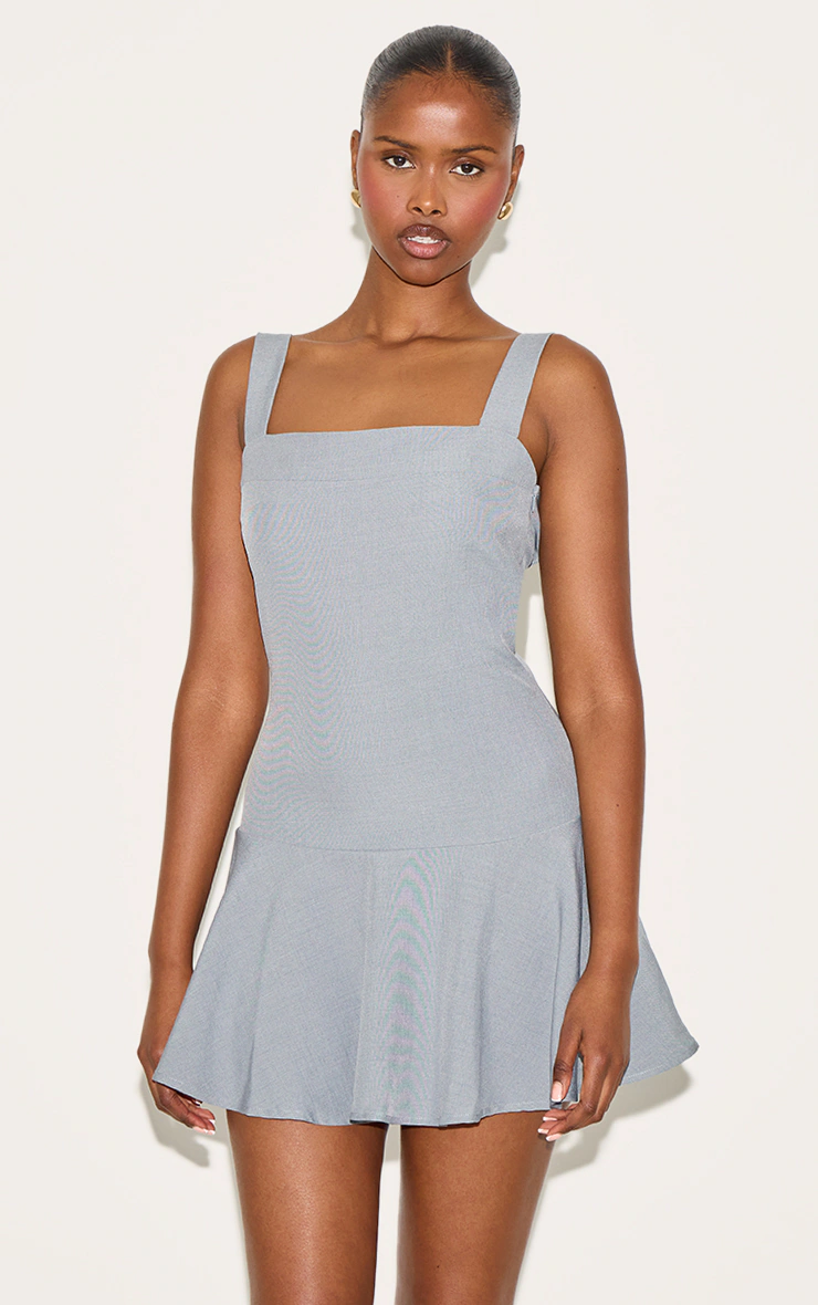 Charcoal Tailored Woven Scoop Back Shift Dress