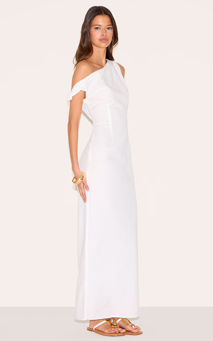 White Knot Shoulder Maxi Dress