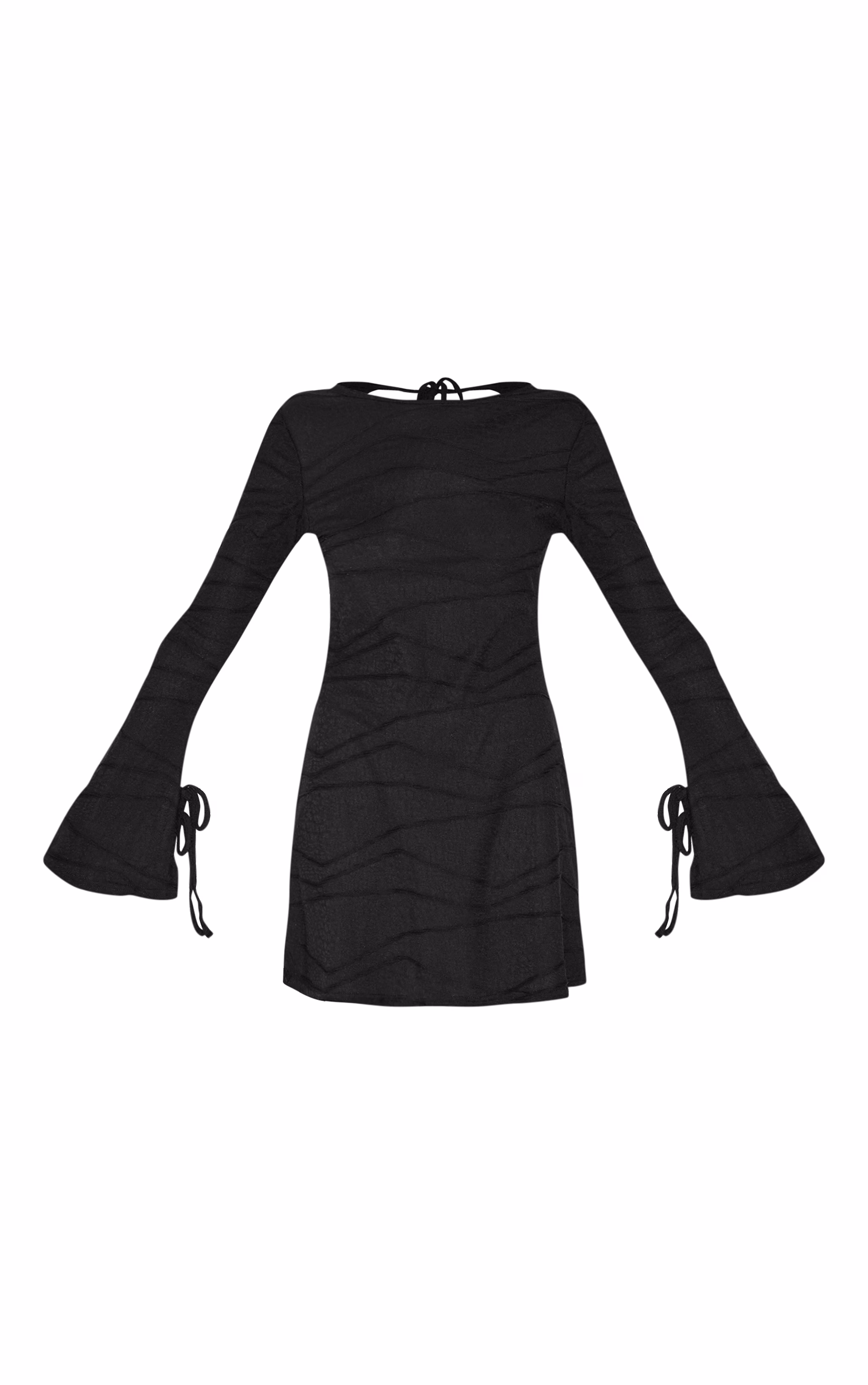 Black Textured Jersey Cut Out Back Bodycon Dress