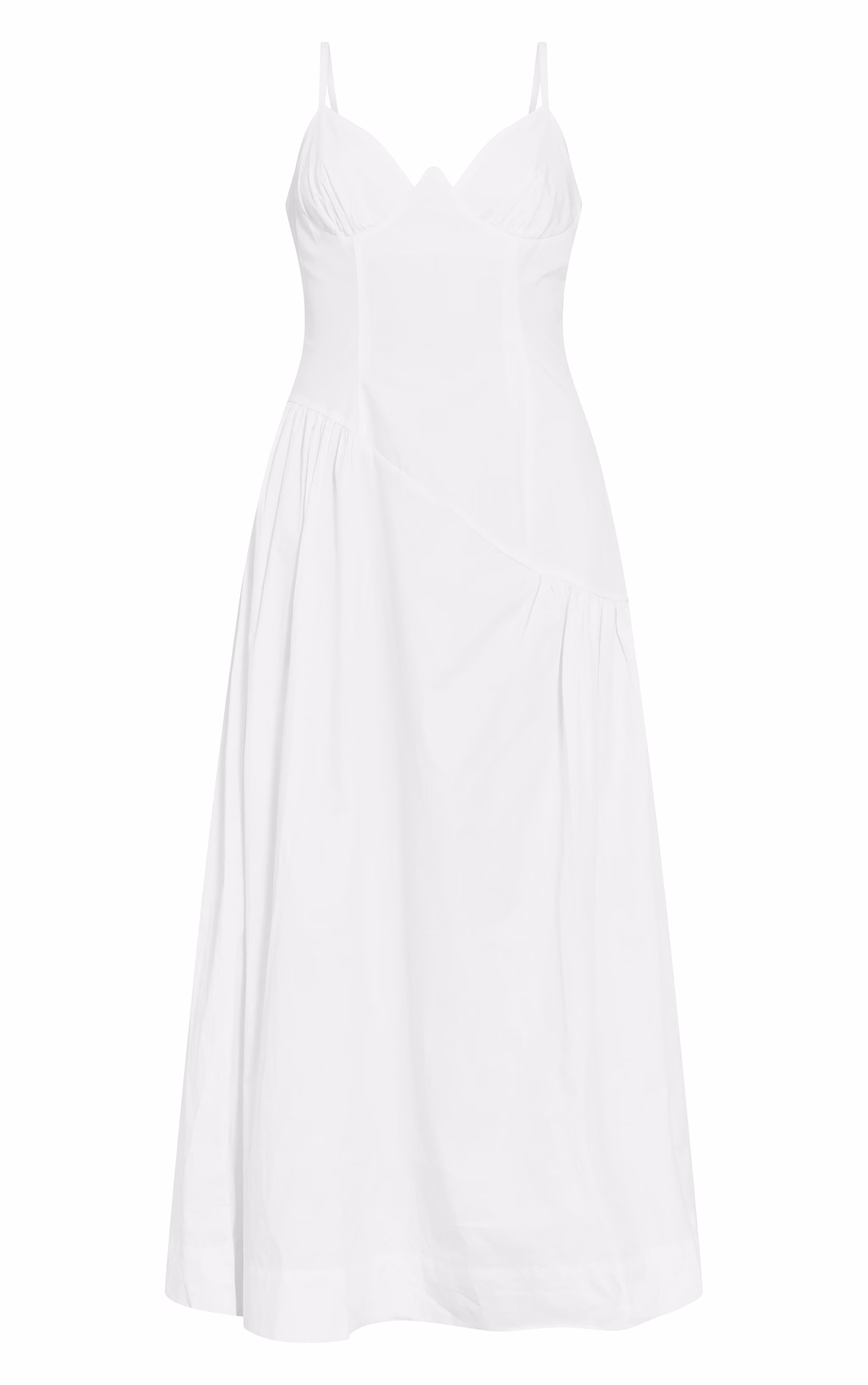 White Plunge Asymmetric Detail Maxi Dress