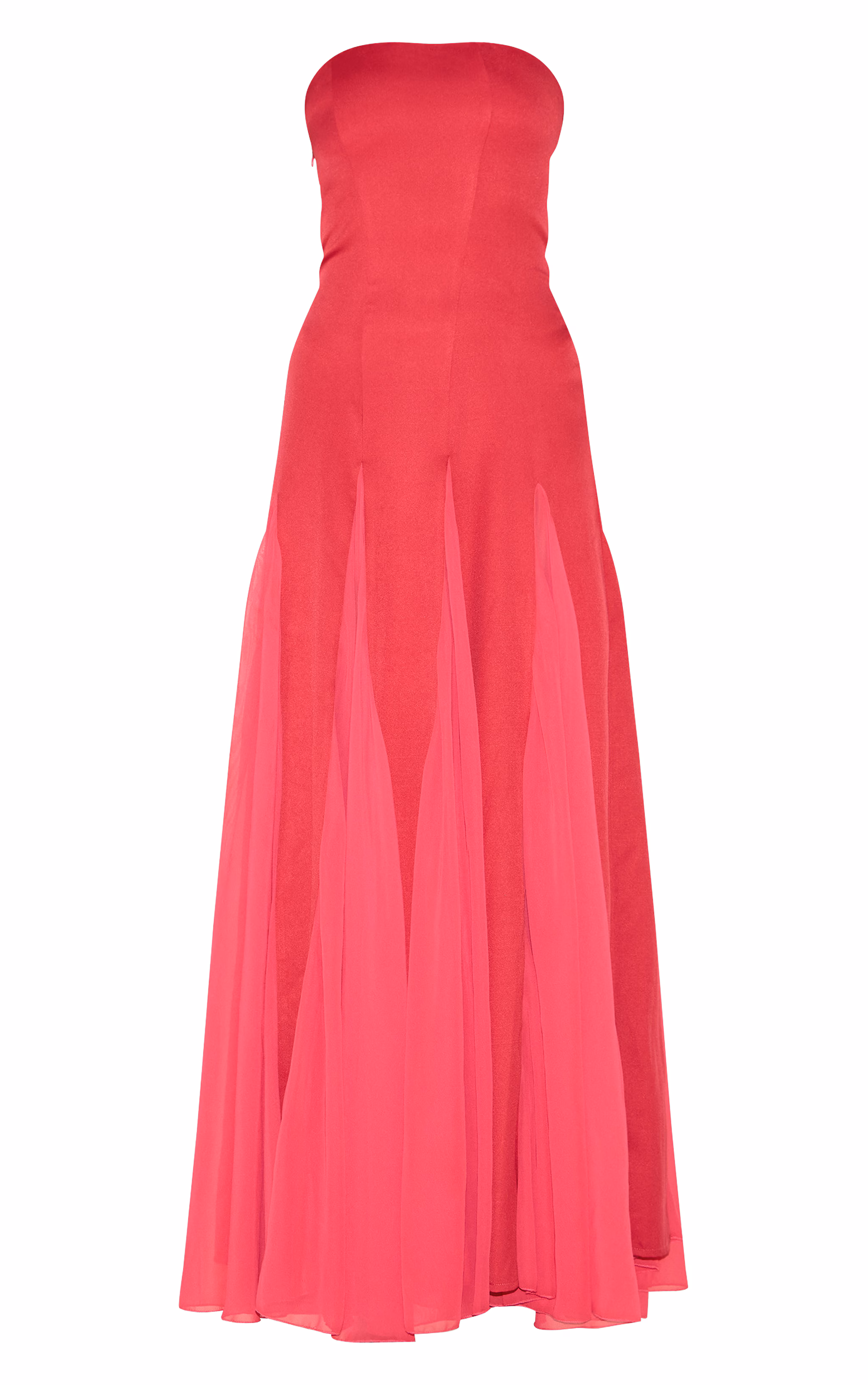 Blush Rose Bandeau Chiffon Pleated Maxi Dress