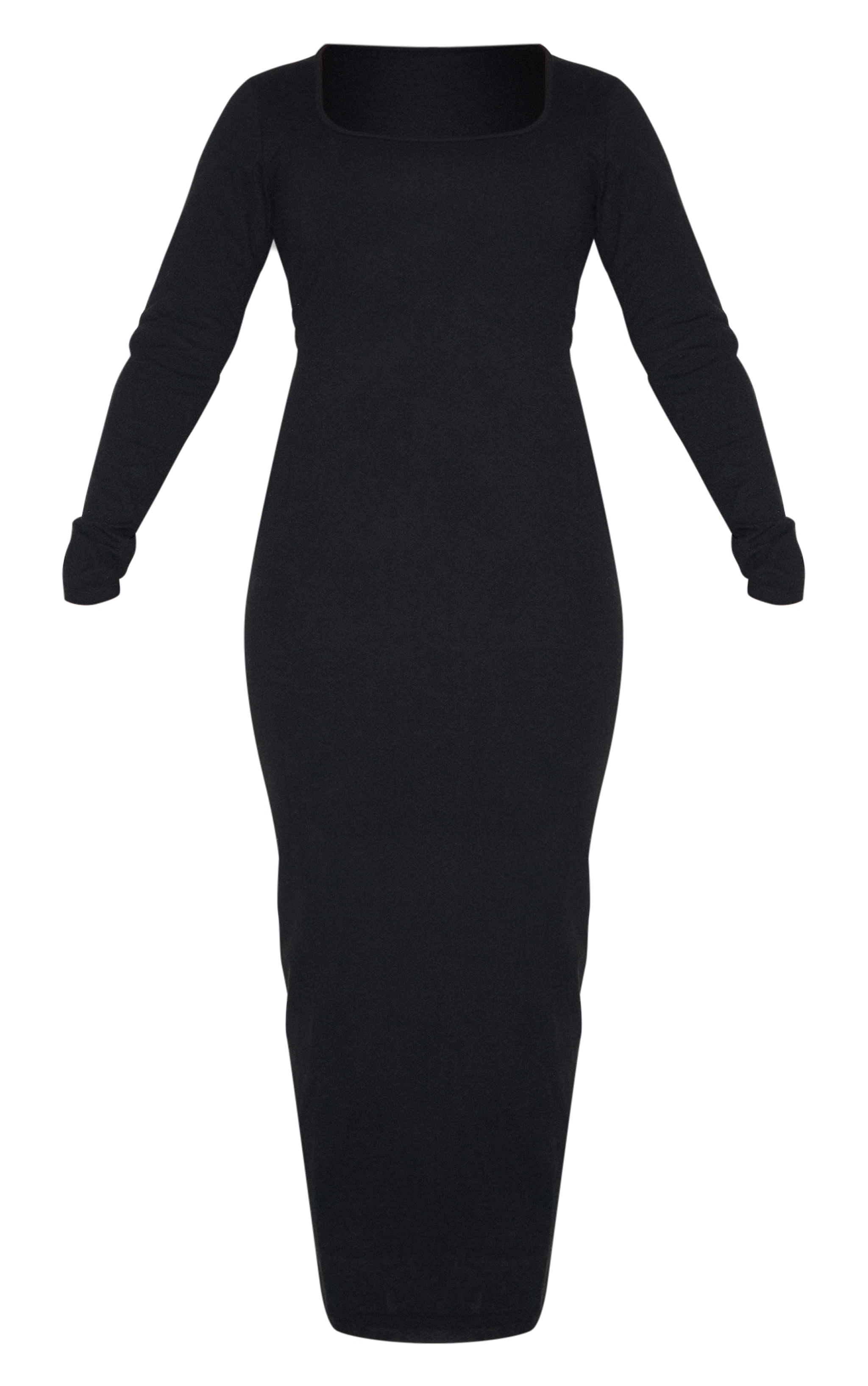 Plus Black Snatched Sculpt Square Neck Midaxi Dress